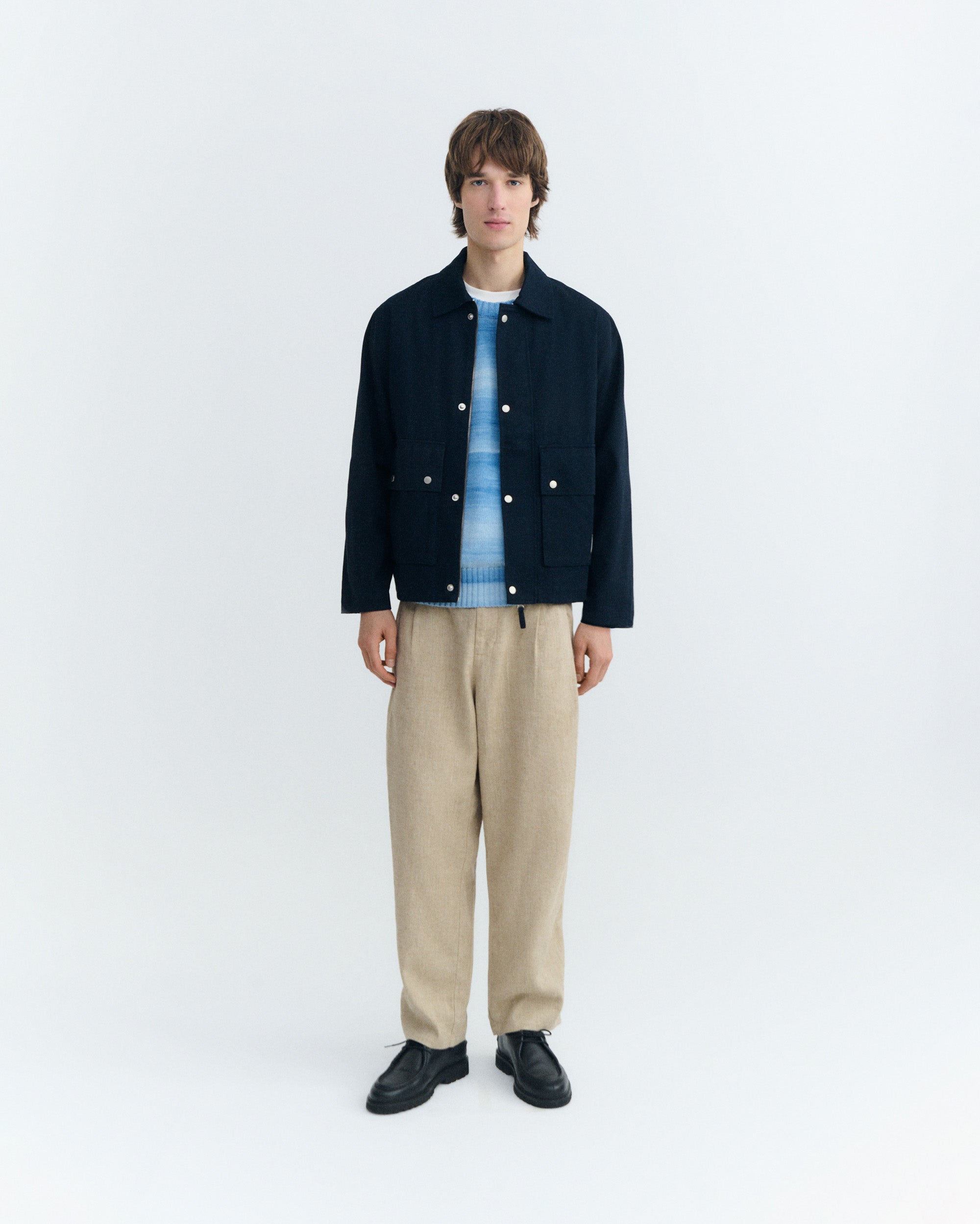 Men's Boxy Navy Callum Jacket | Thinking Mu