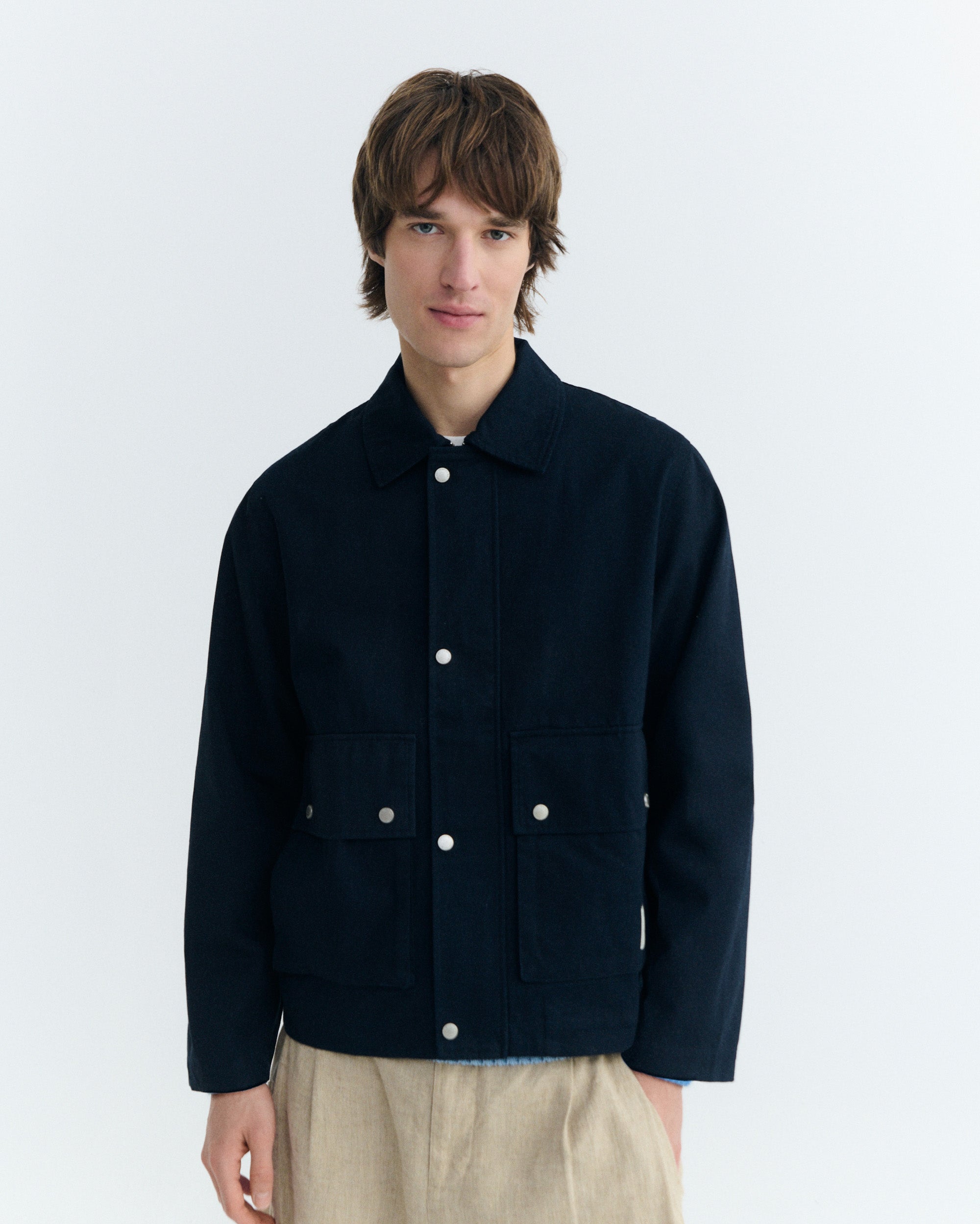 Men's Boxy Navy Callum Jacket | Thinking Mu