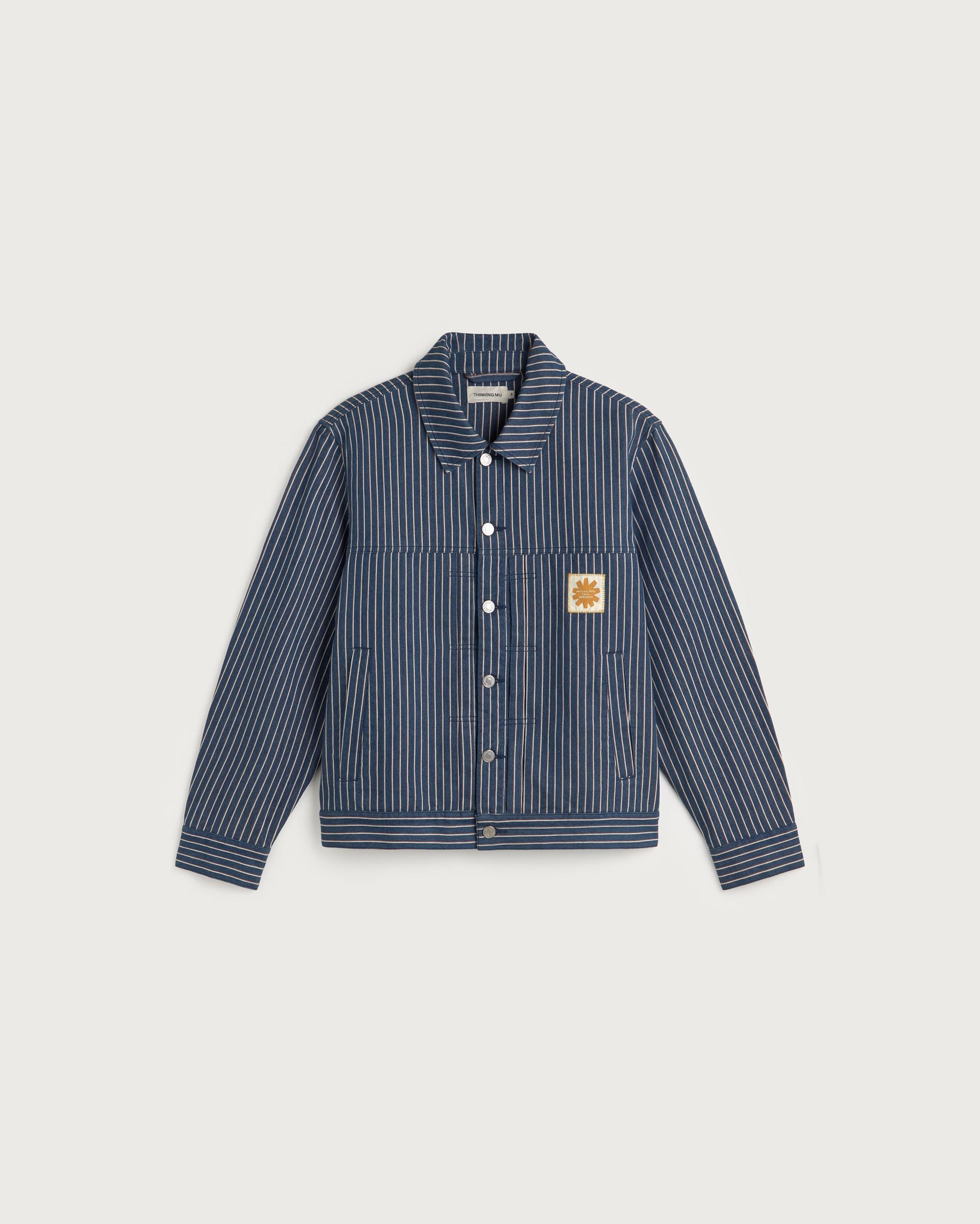 Chaqueta boxy rayas tinte natural Bruno sostenible silueta - 1