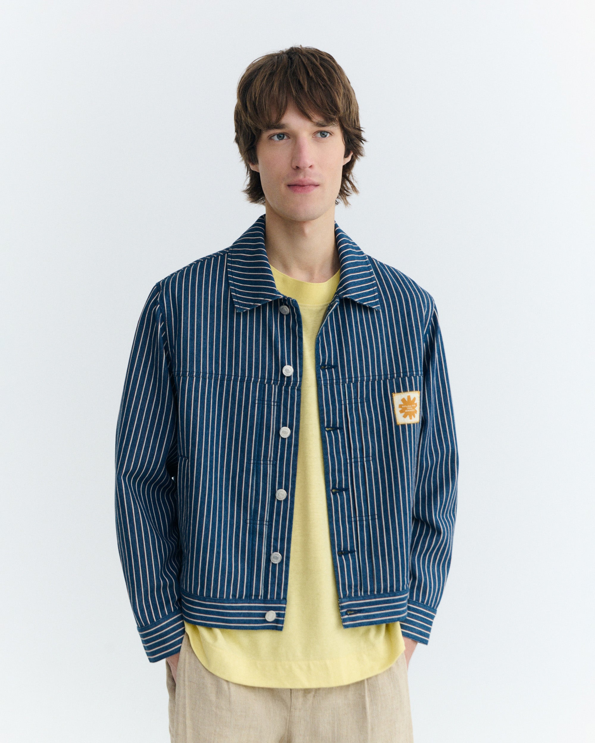 Men's Jacket Boxy Stripes Natural Dye Bruno | Thinking Mu