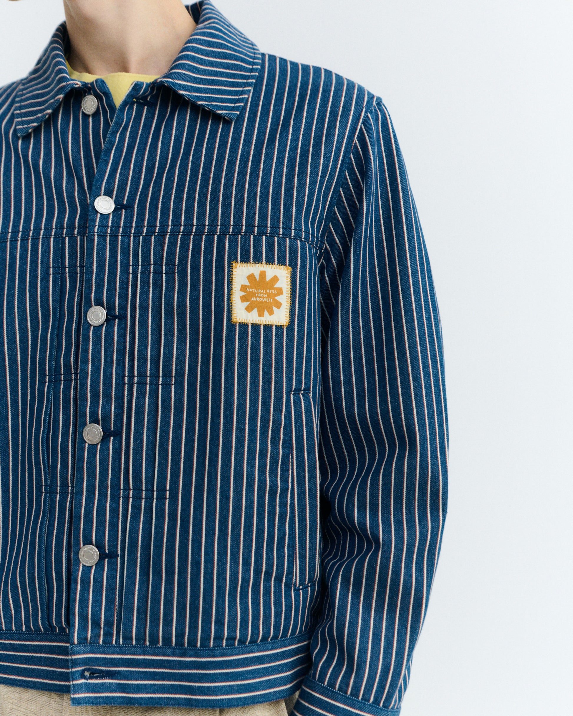 Chaqueta boxy rayas tinte natural Bruno sostenible - 3