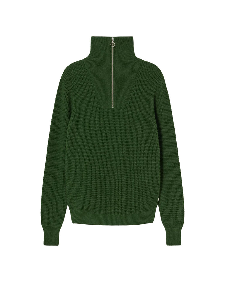 Jersey verde lana Helio sostenible-foto silueta7