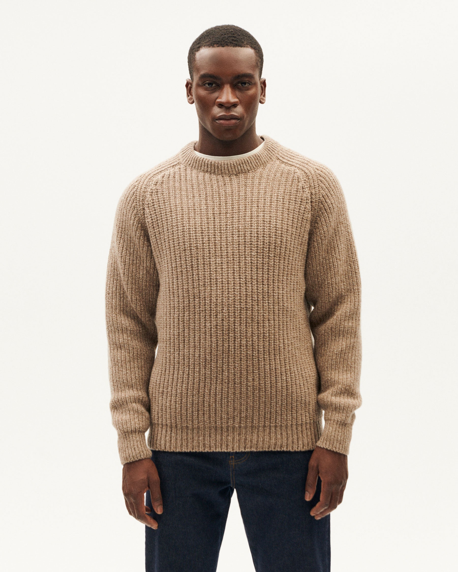 Beige sustainable Neo wool sweater for men Thinking Mu Thinking MU