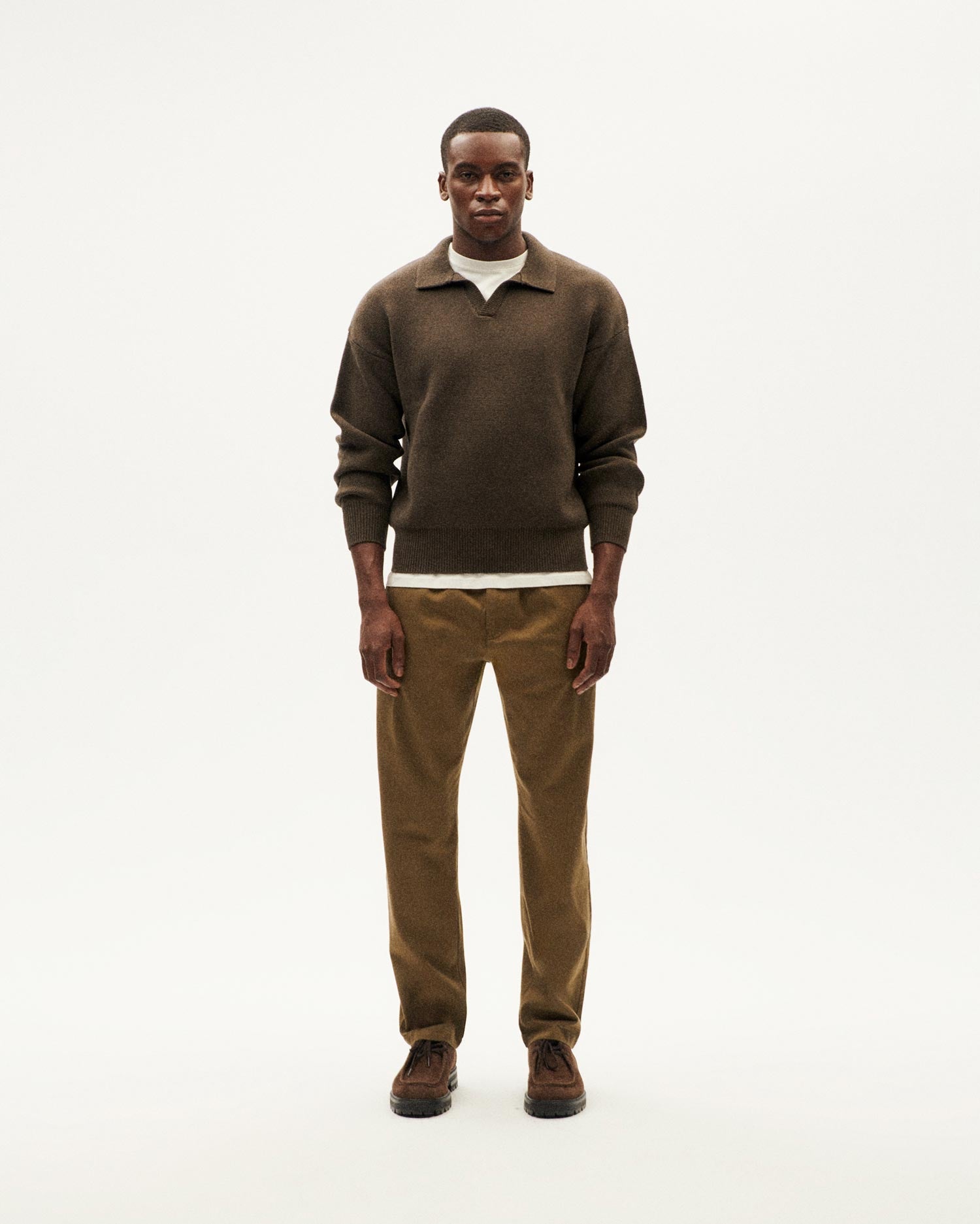 Khaki sustainable Aritz wool sweater for men | Thinking Mu