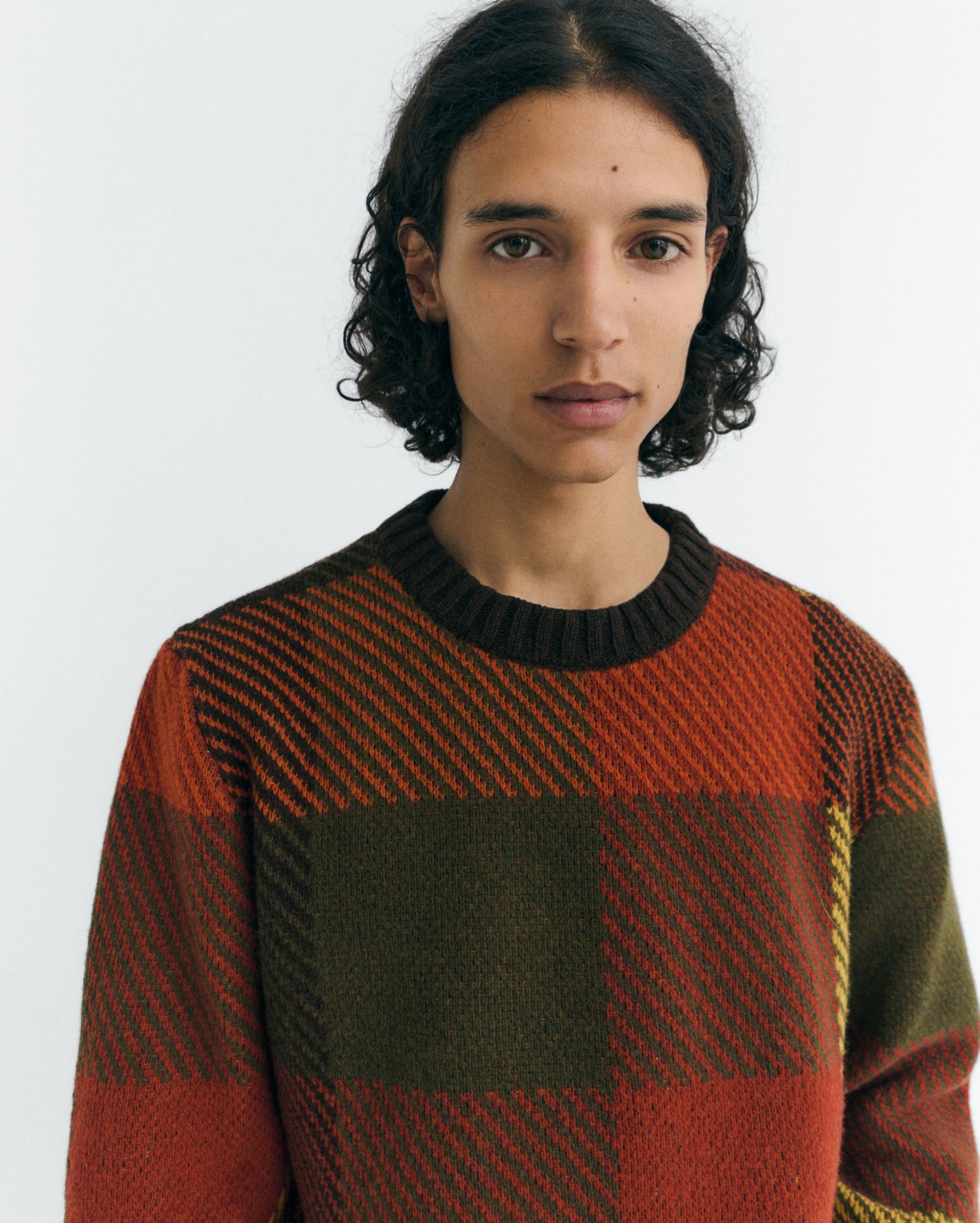 Jersey lana cuadros marrón Khem sostenible - 3