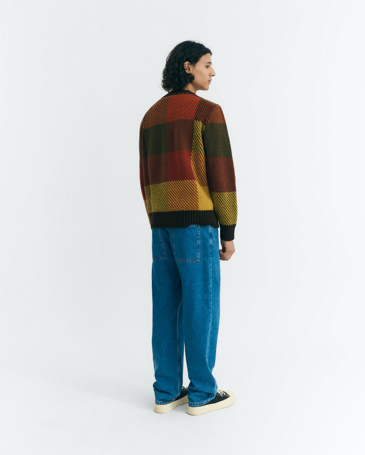 Jersey lana cuadros marrón Khem sostenible - 4