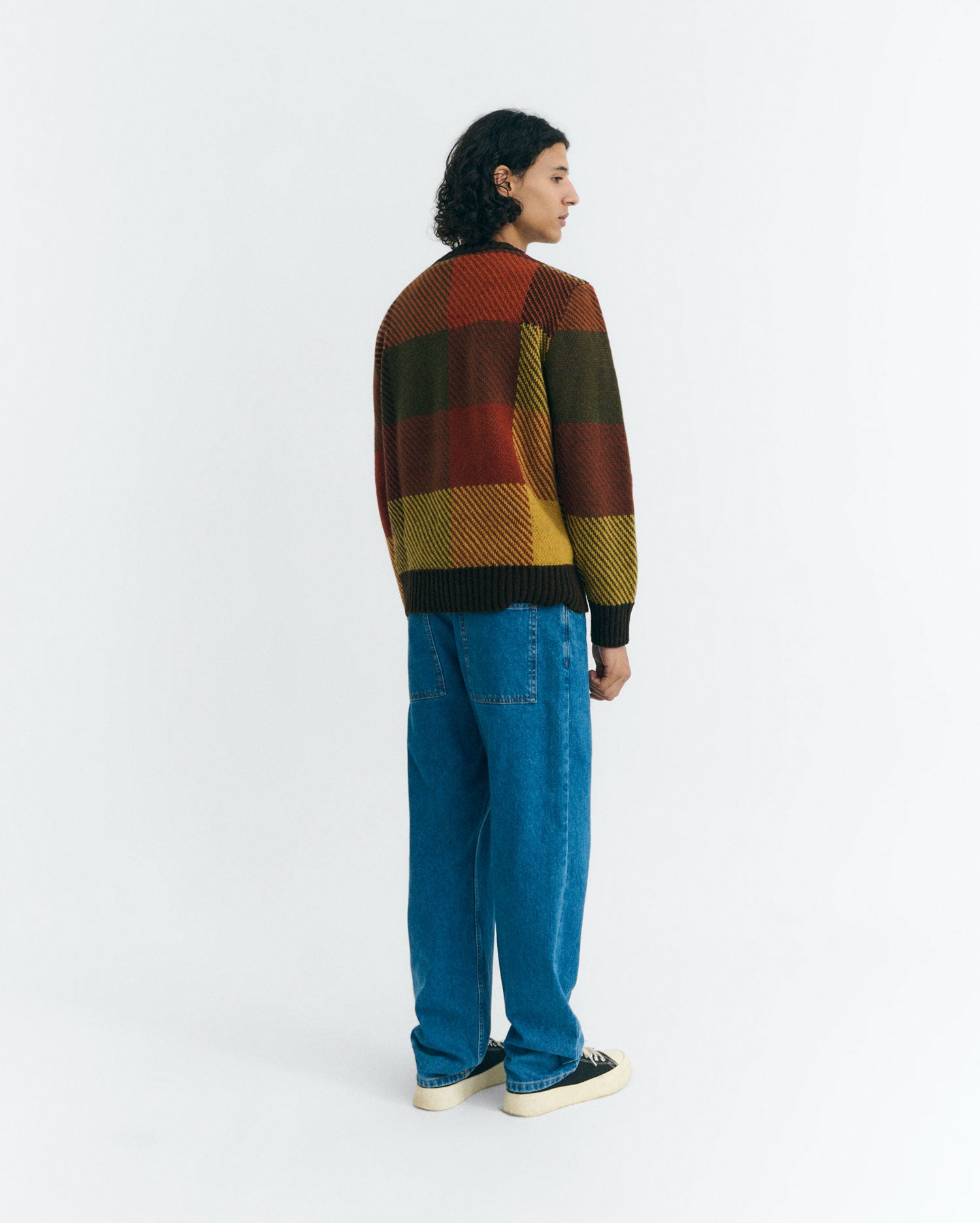 Jersey lana cuadros marrón Khem sostenible - 4