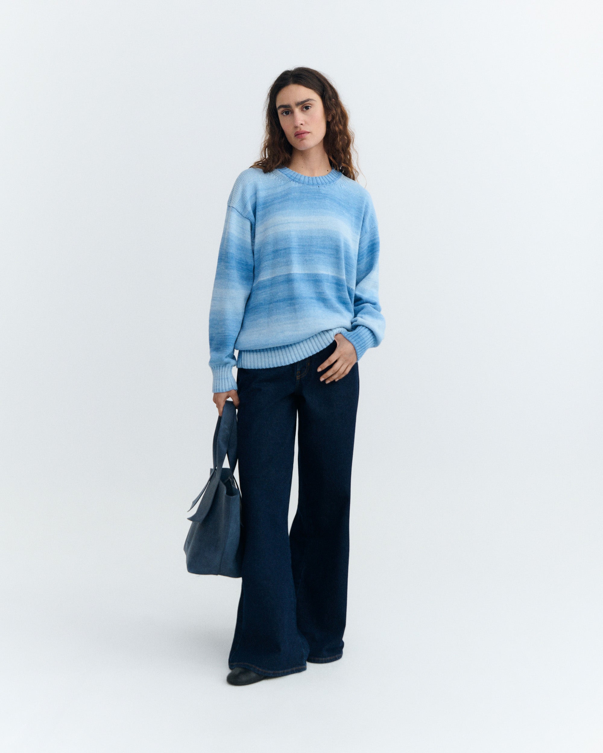Men's Oversize Sweater Blue Striped Cosmo | Thinking Mu