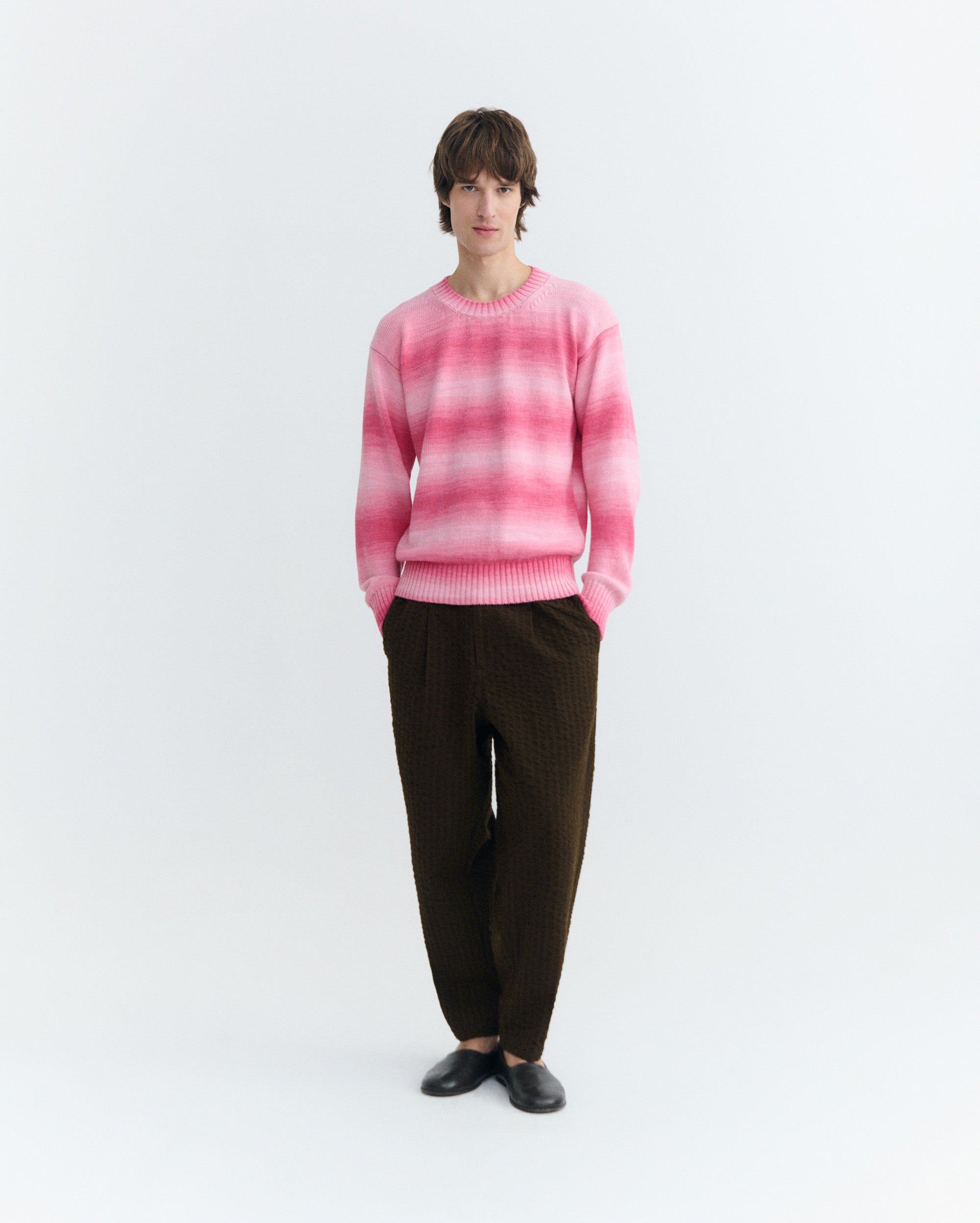 Men's Oversize Sweater Pink Stripes Cosmo | Thinking Mu