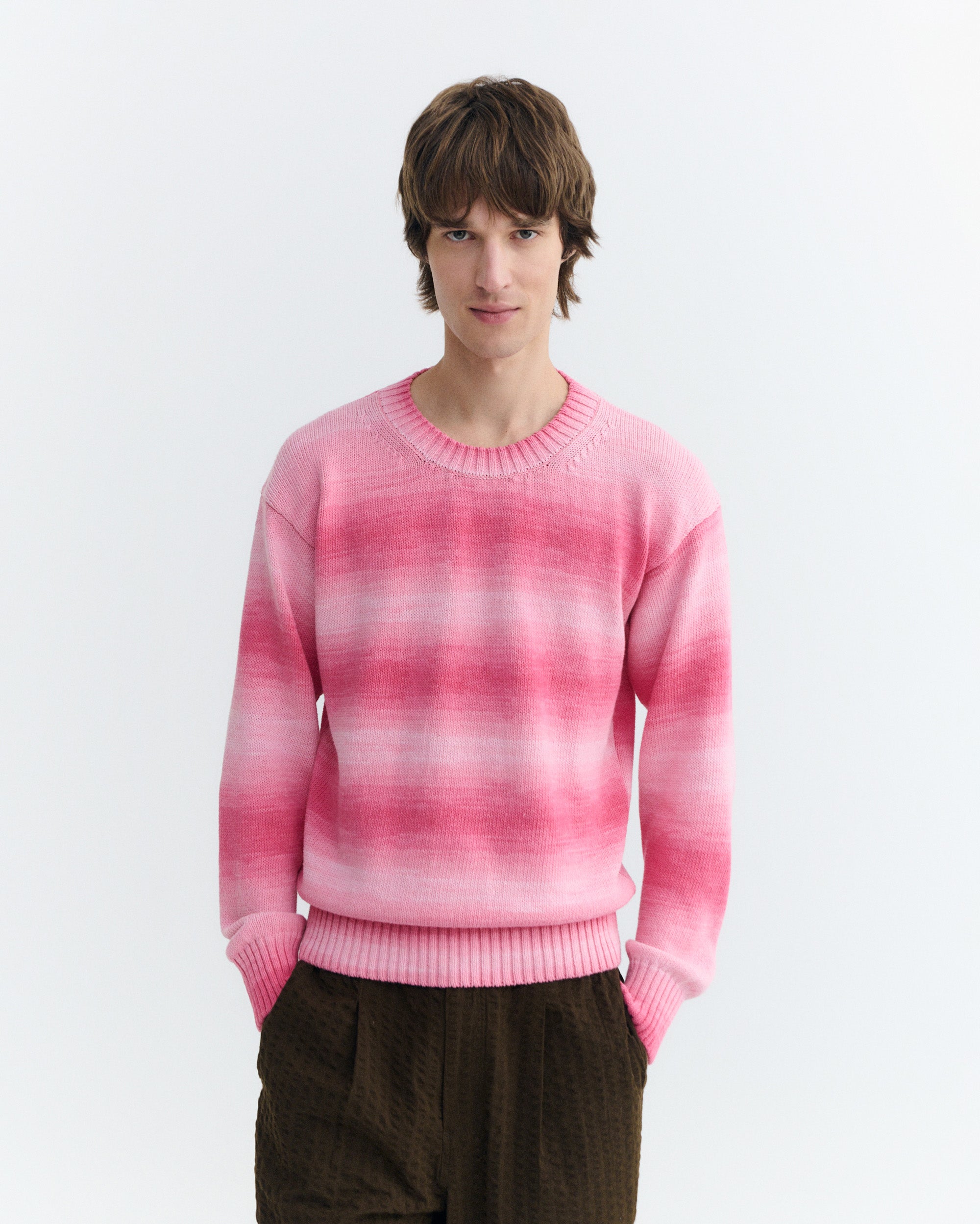 Men's Oversize Sweater Pink Stripes Cosmo | Thinking Mu