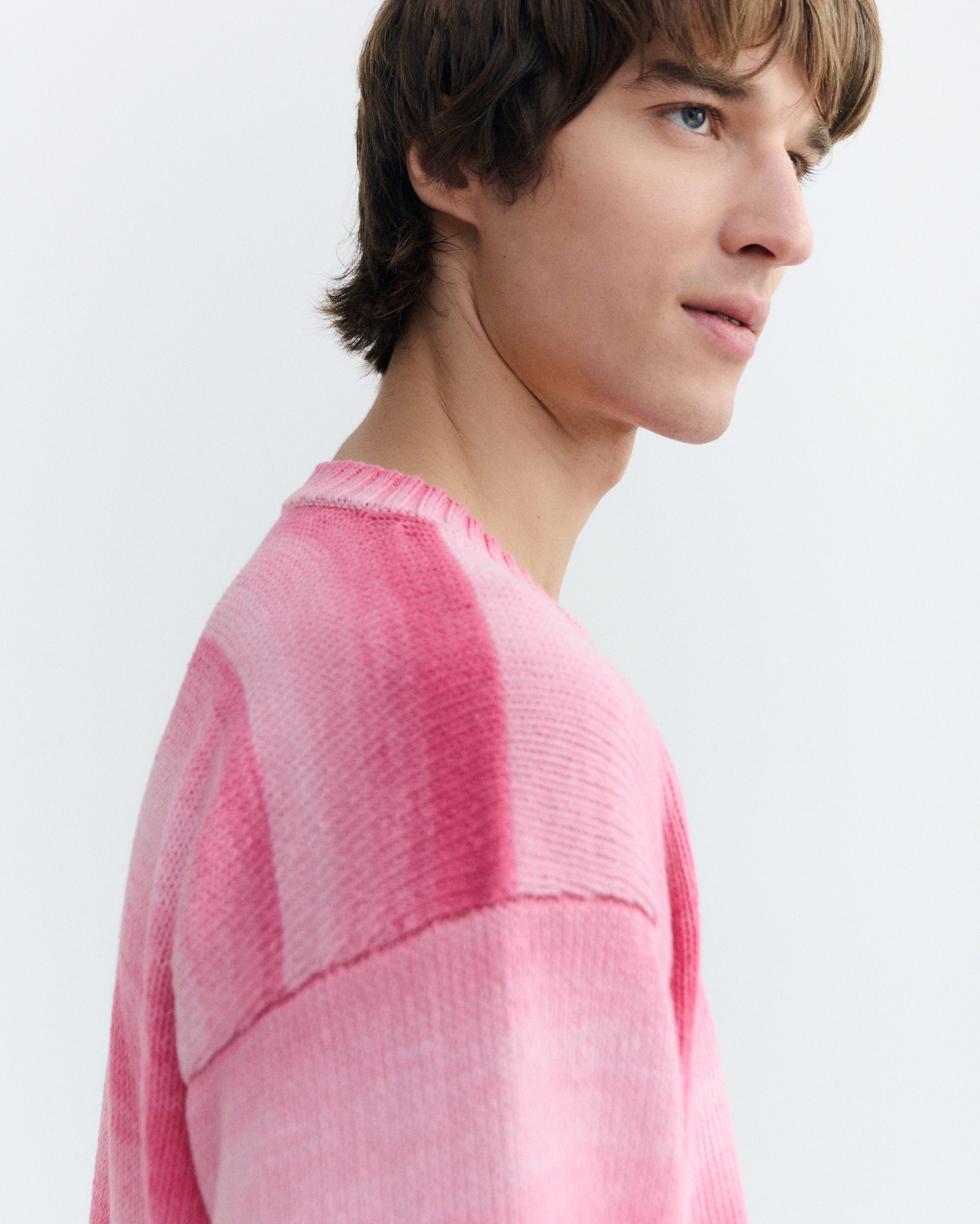 Men's Oversize Sweater Pink Stripes Cosmo | Thinking Mu