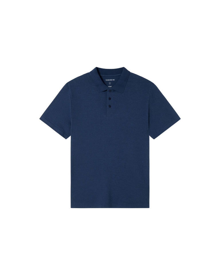 Polo azul hemp sostenible-silueta-1