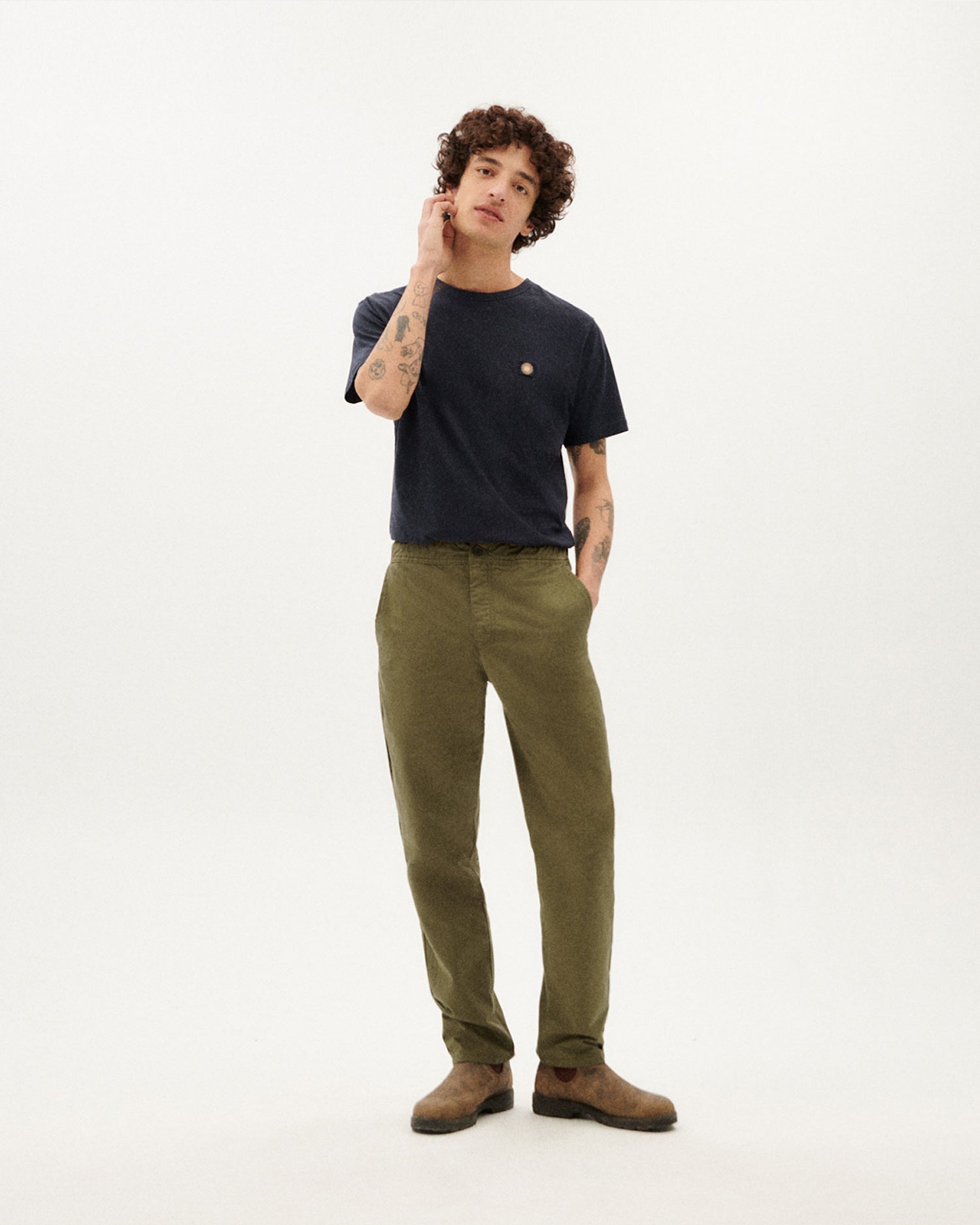 Spring Summer Breathable Mens Casual Pants Men Trousers Male Pant Slim Fit  Work Elastic Waist Thin Cool Trousers Light Green