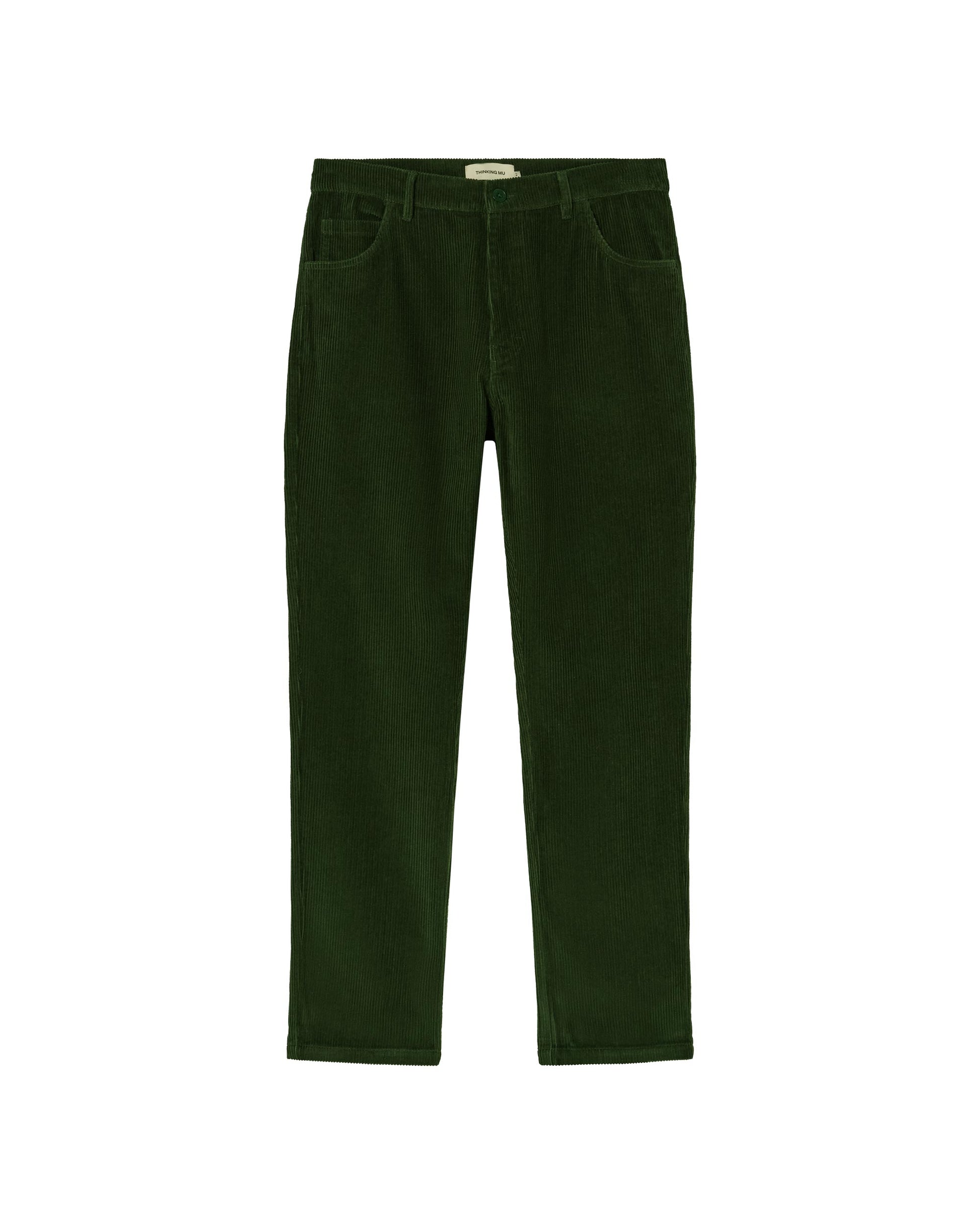Pantalón verde pana 5 pockets sostenible - silueta 7