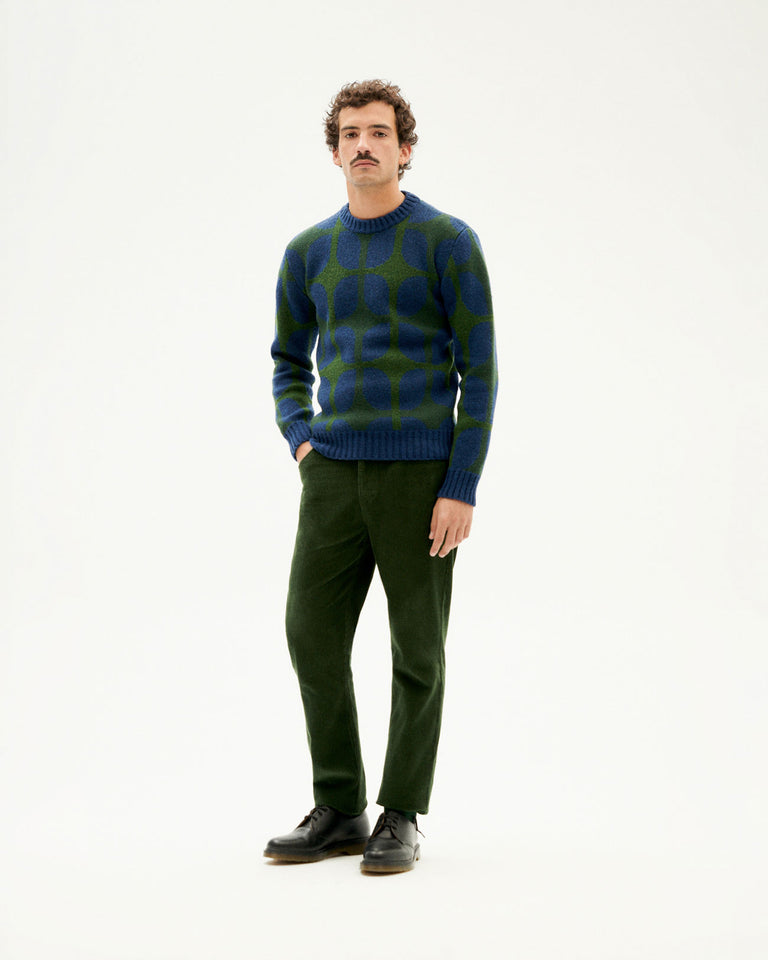 Pantalón verde pana 5 pockets sostenible-2