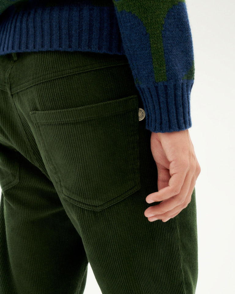 Pantalón verde pana 5 pockets sostenible-4