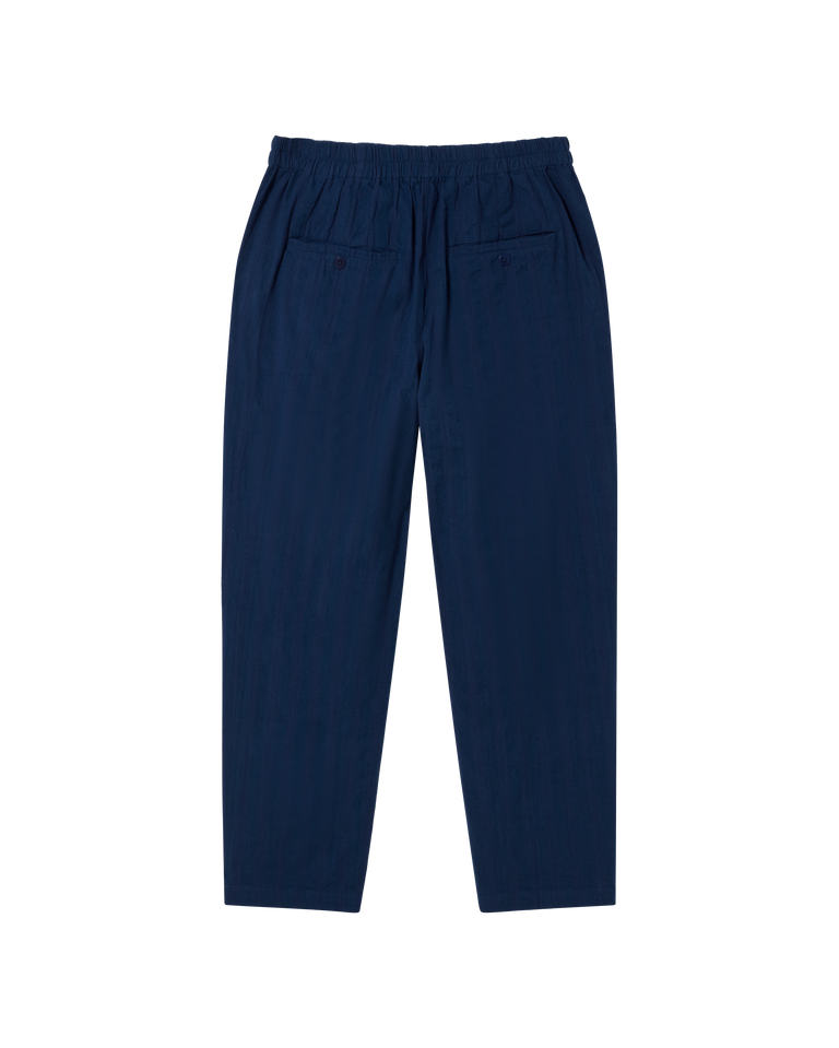 Pantalón azul seersucker Luc sostenible -silueta1