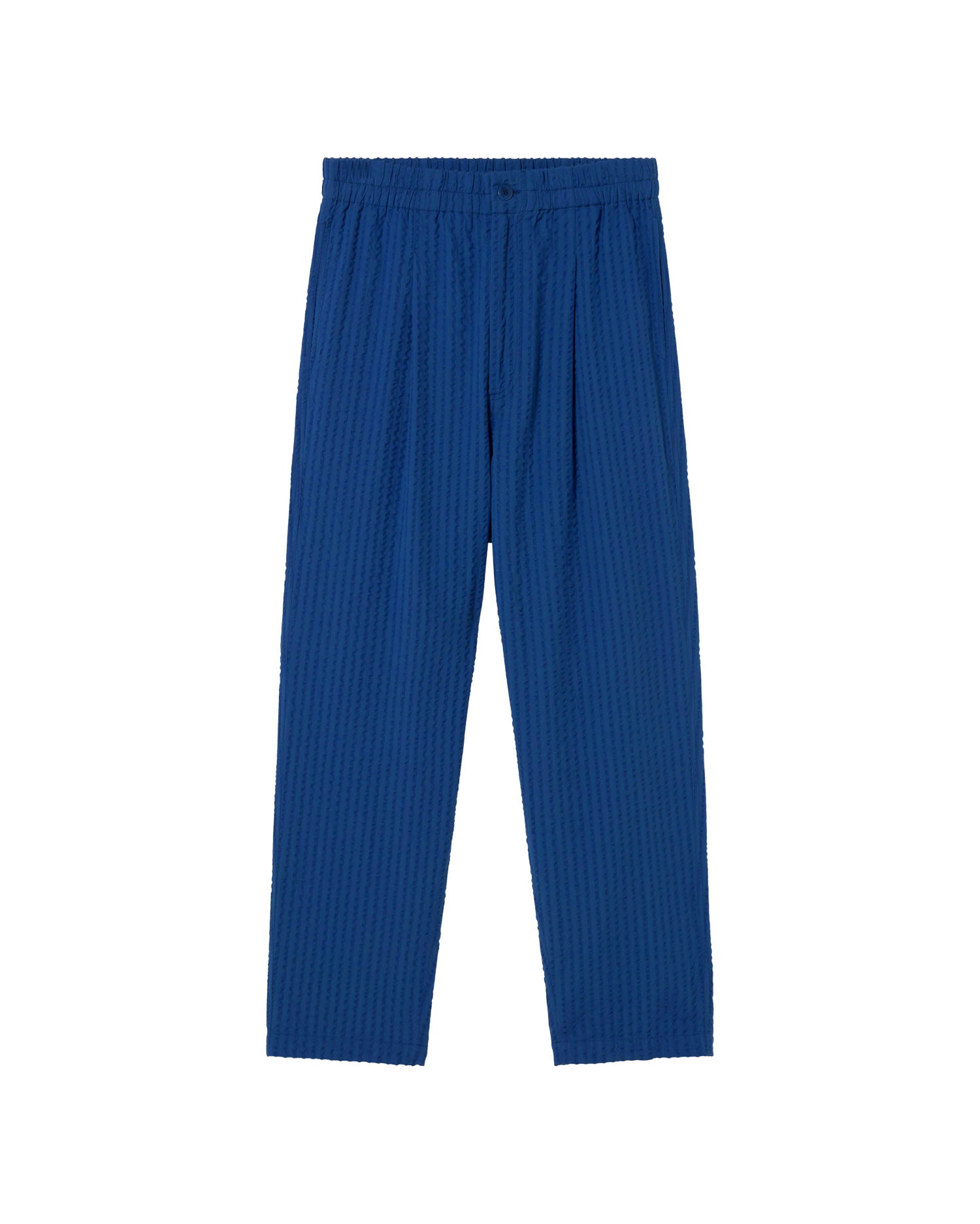 Pantalón azul seersucker Luc sostenible - silueta 1