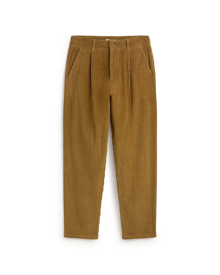 Pantalón relaxed pinza pana amarillo Wotan sostenible silueta - 1