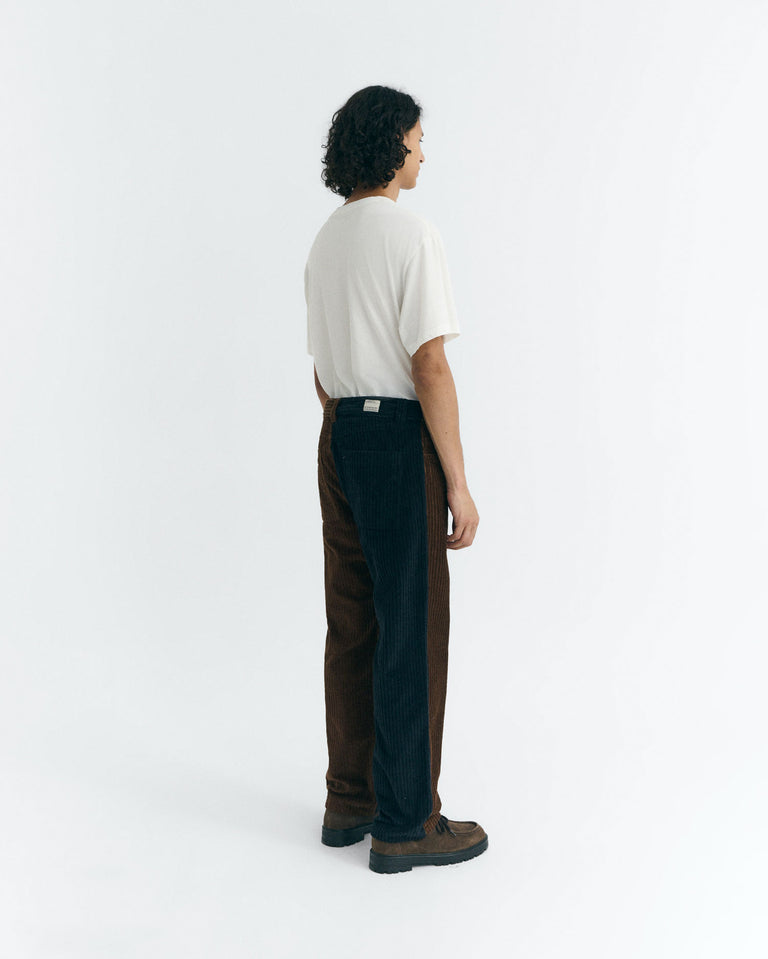 Pantalón recto pana navy y marrón David sostenible - 4