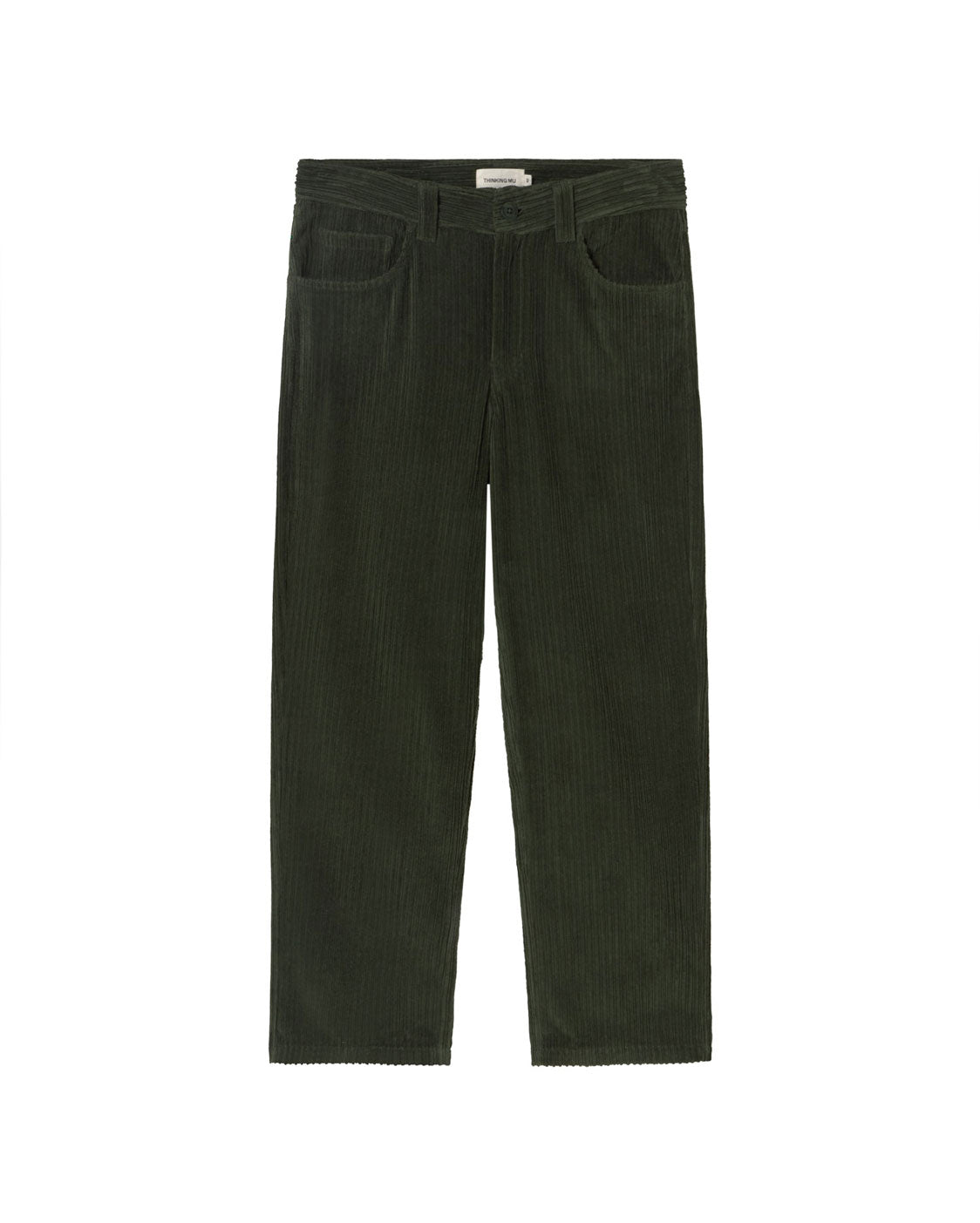 Pantalón recto pana verde David sostenible silueta - 1