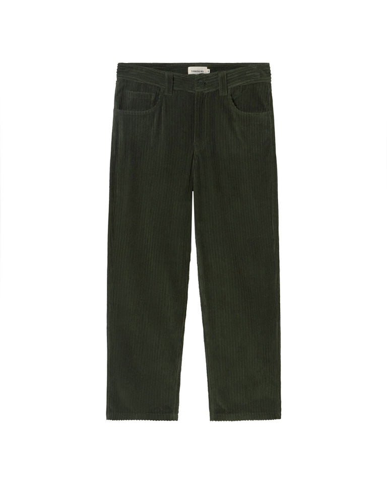 Pantalón recto pana verde David sostenible silueta - 1