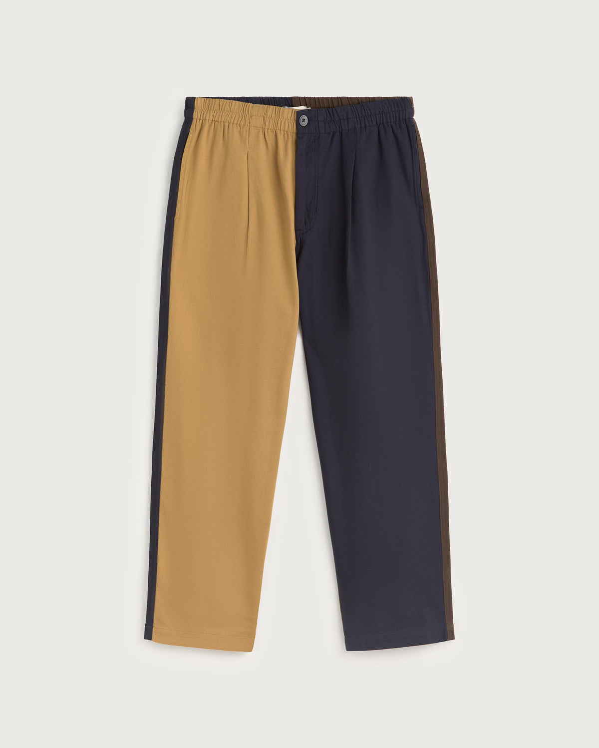 Pantalón loose navy y amarillo Luc sostenible silueta - 1