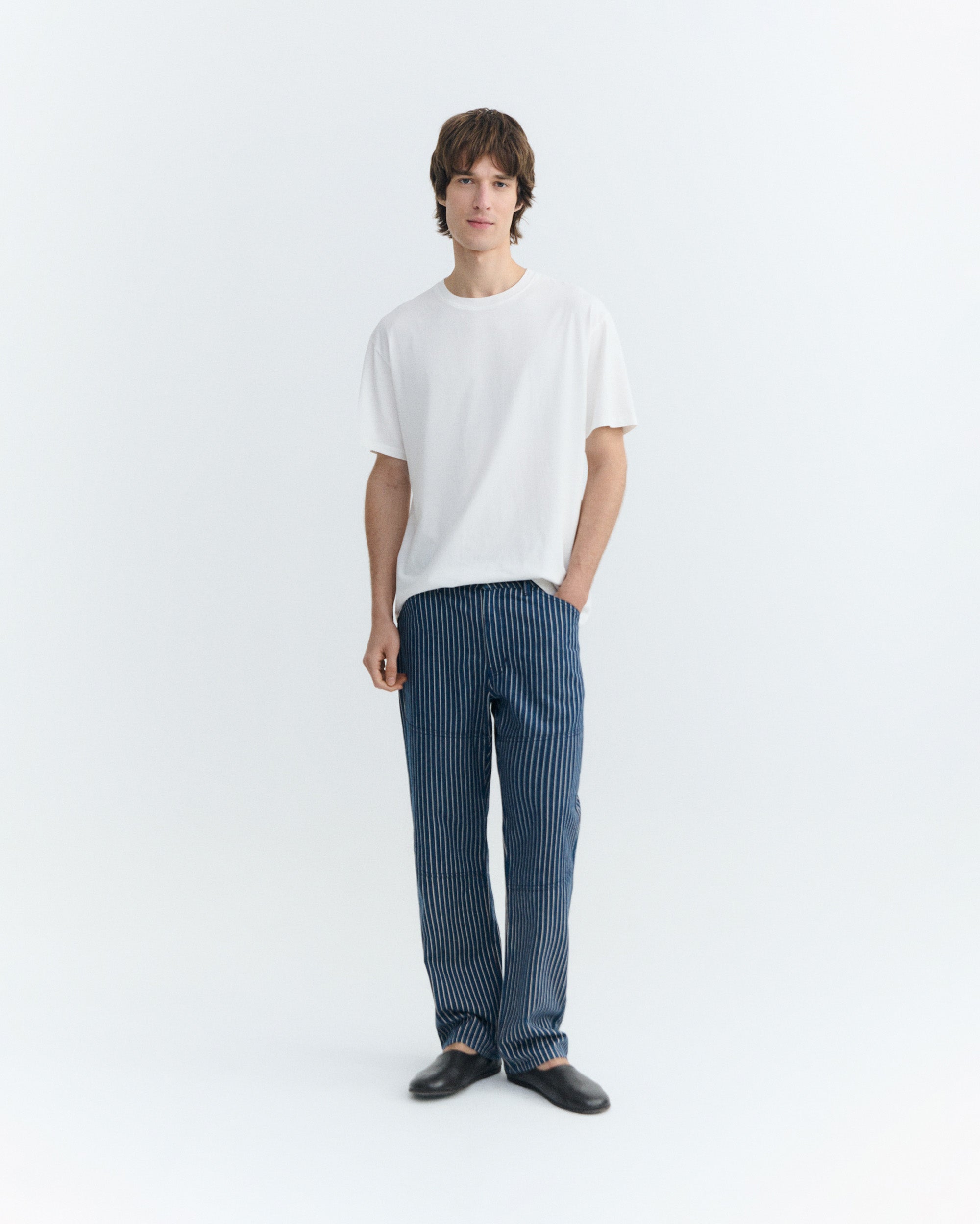 Men's Straight Pants Stripes Natural Dye Stan | Thinking Mu