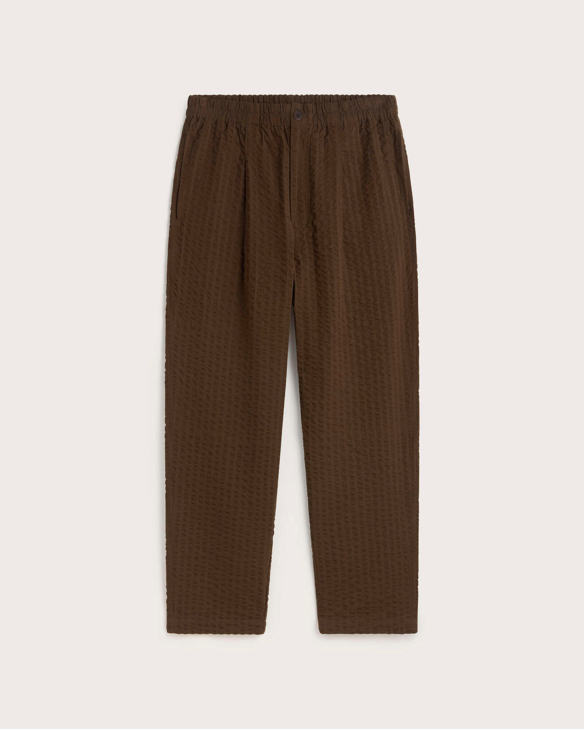 Pantalón loose seersucker marrón Luc sostenible silueta - 1