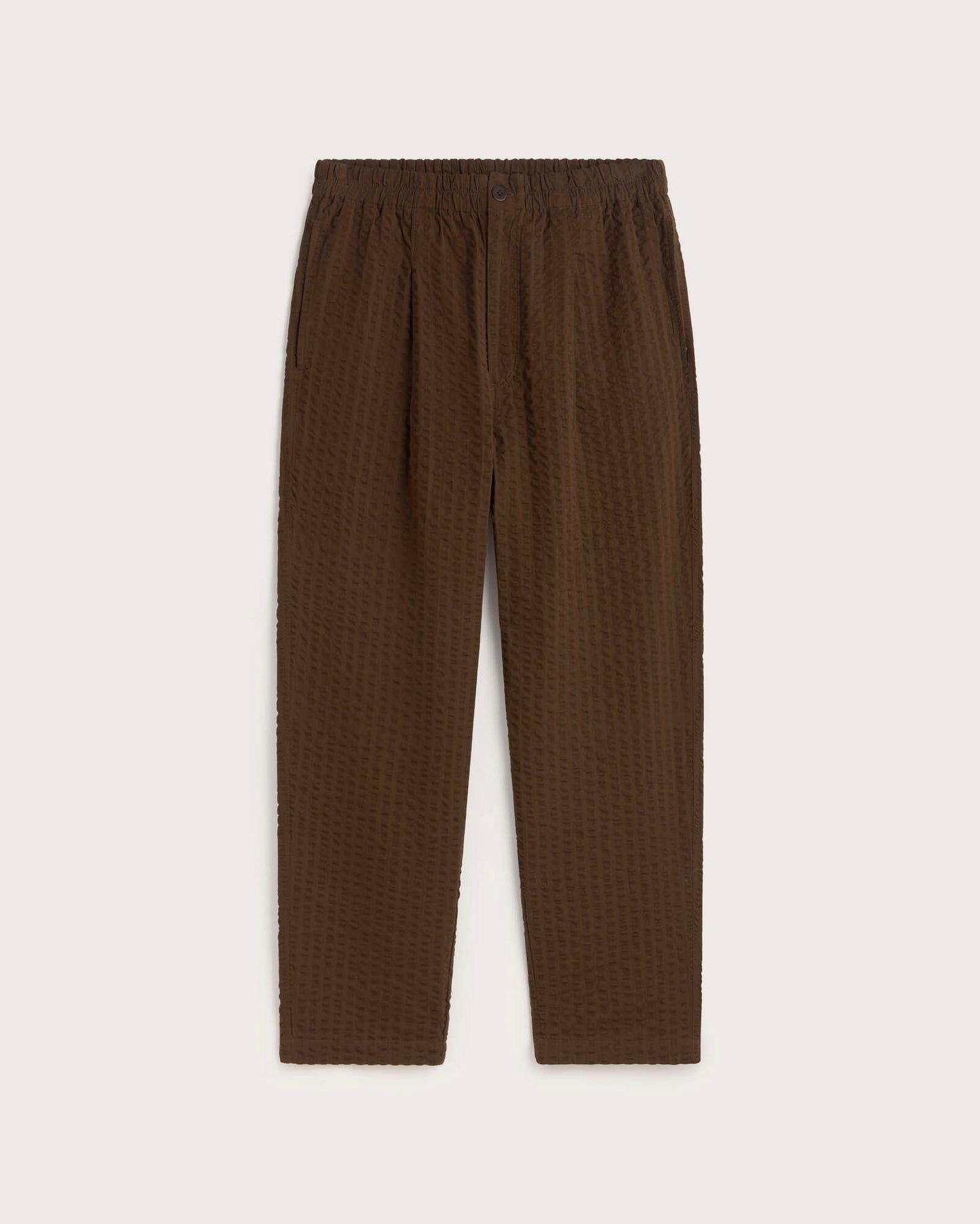 Pantalón loose seersucker marrón Luc sostenible silueta - 1