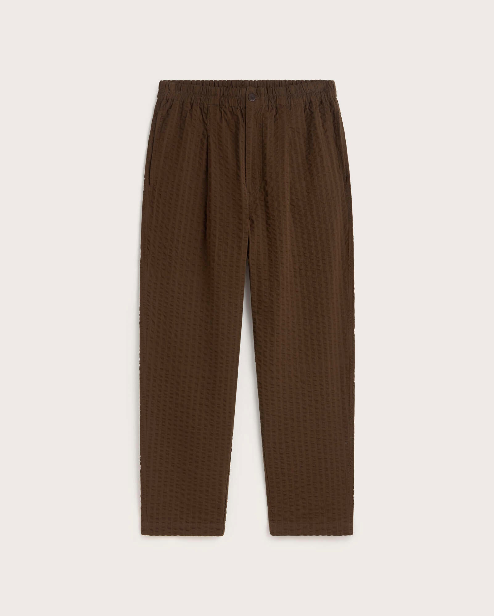 Pantalón loose seersucker marrón Luc sostenible silueta - 1