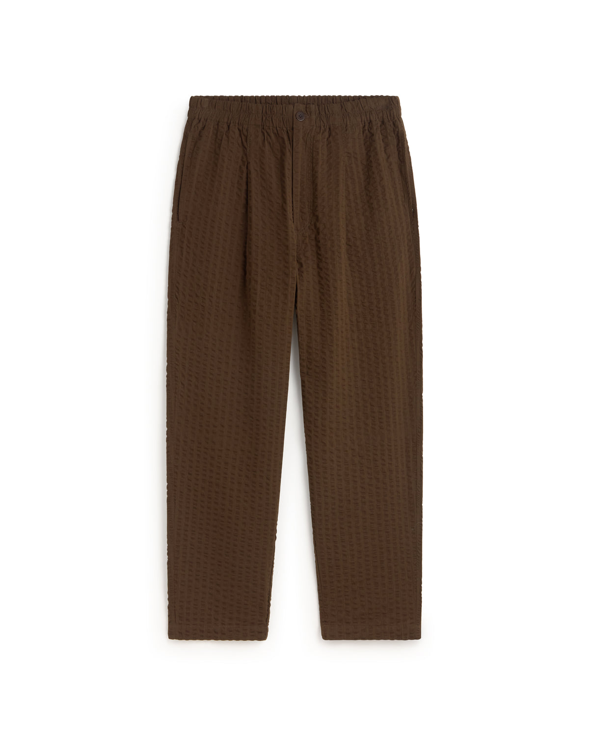 Pantalón loose seersucker marrón Luc sostenible silueta - 1