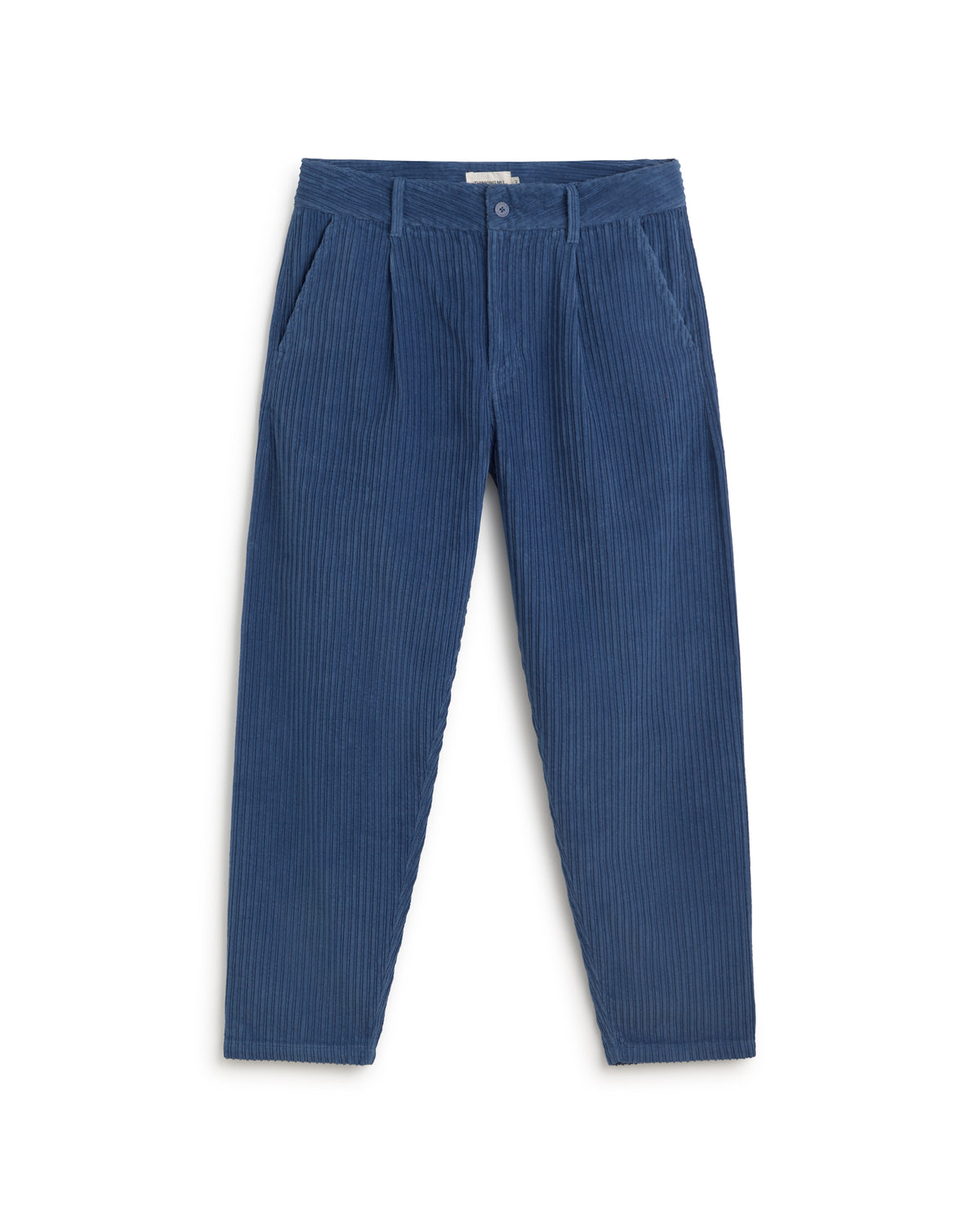 Pantalón relaxed pinza pana azul Wotan sostenible silueta - 1