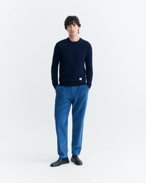 Pantalón relaxed pinza pana azul Wotan sostenible - 1
