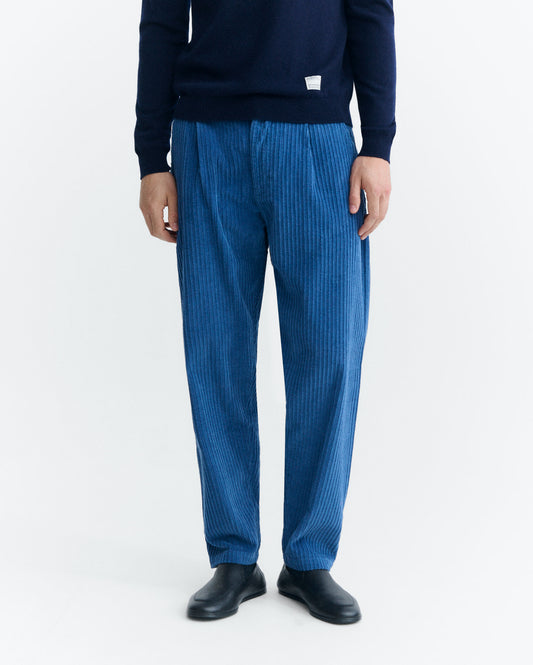 Pantalón relaxed pinza pana azul Wotan sostenible - 2