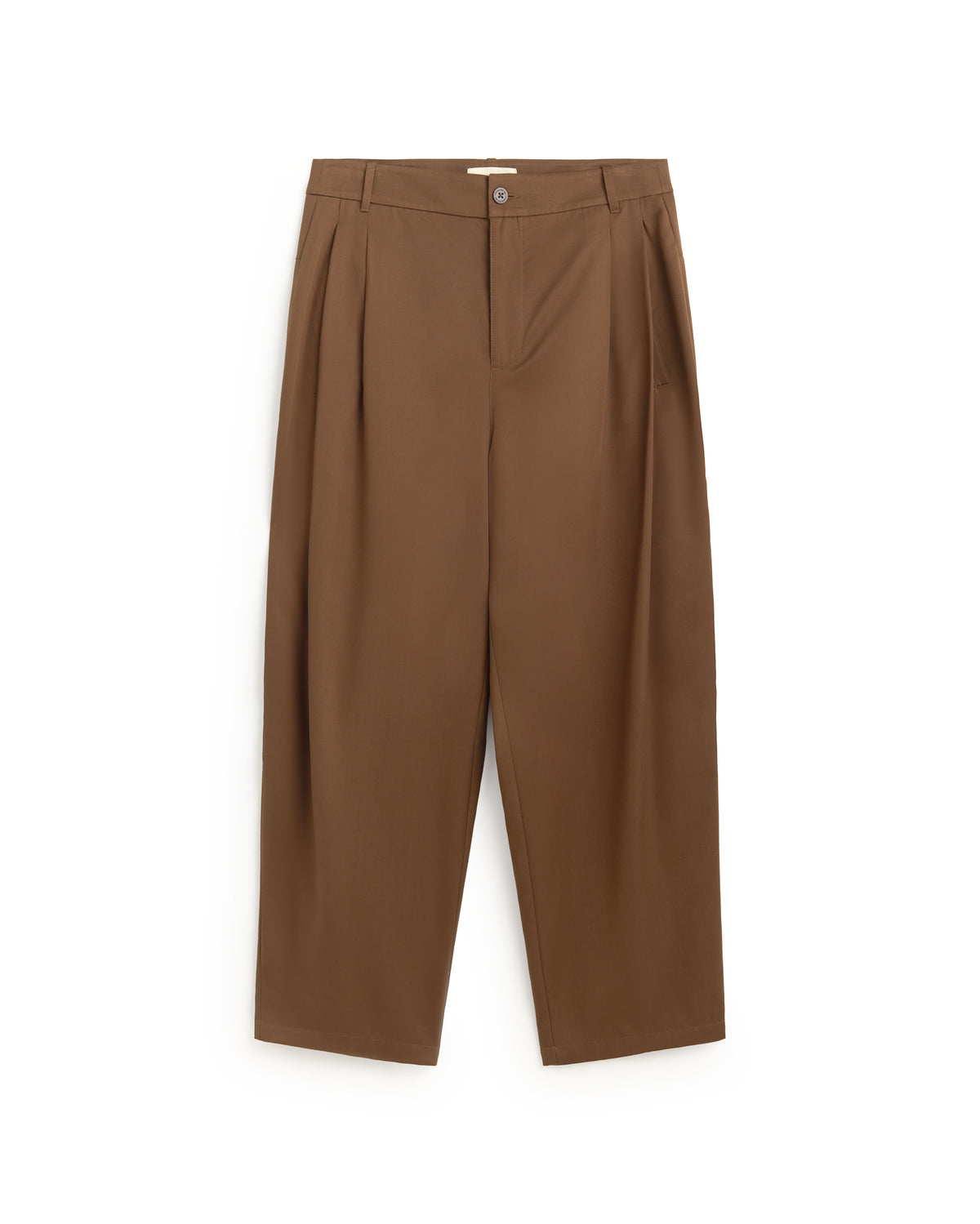 Pantalón carrot pinza marrón Sigurd sostenible silueta - 1