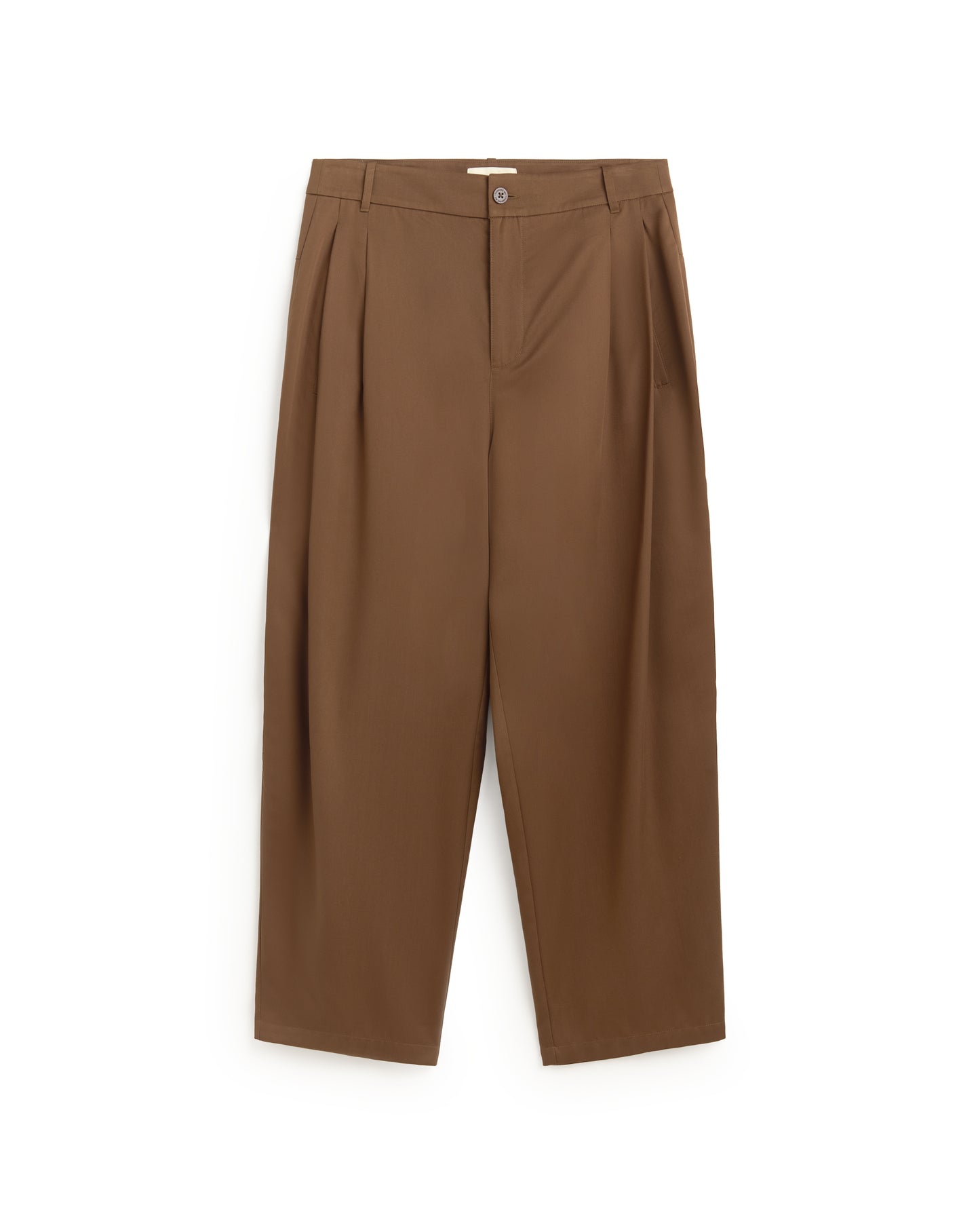 Pantalón carrot pinza marrón Sigurd sostenible silueta - 1
