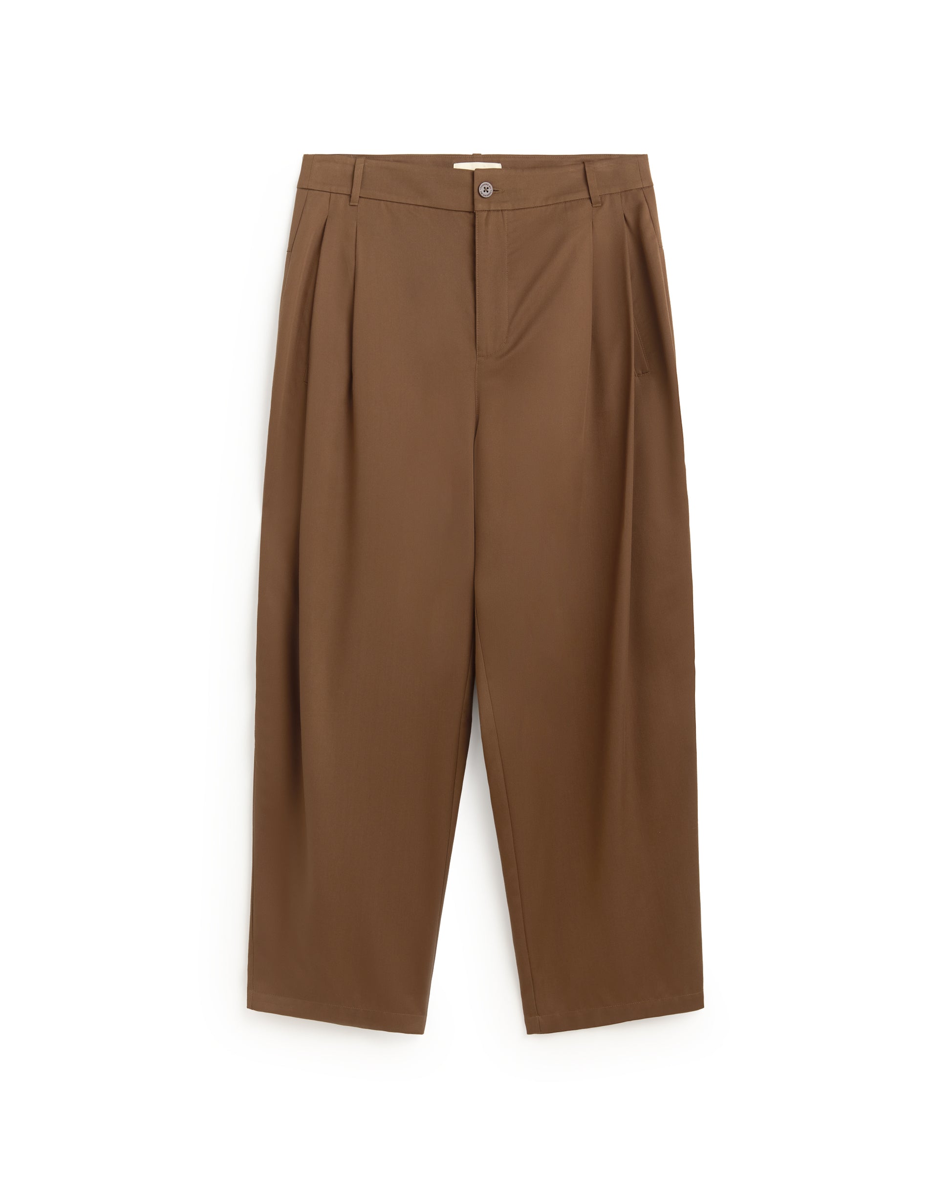 Pantalón carrot pinza marrón Sigurd sostenible silueta - 1