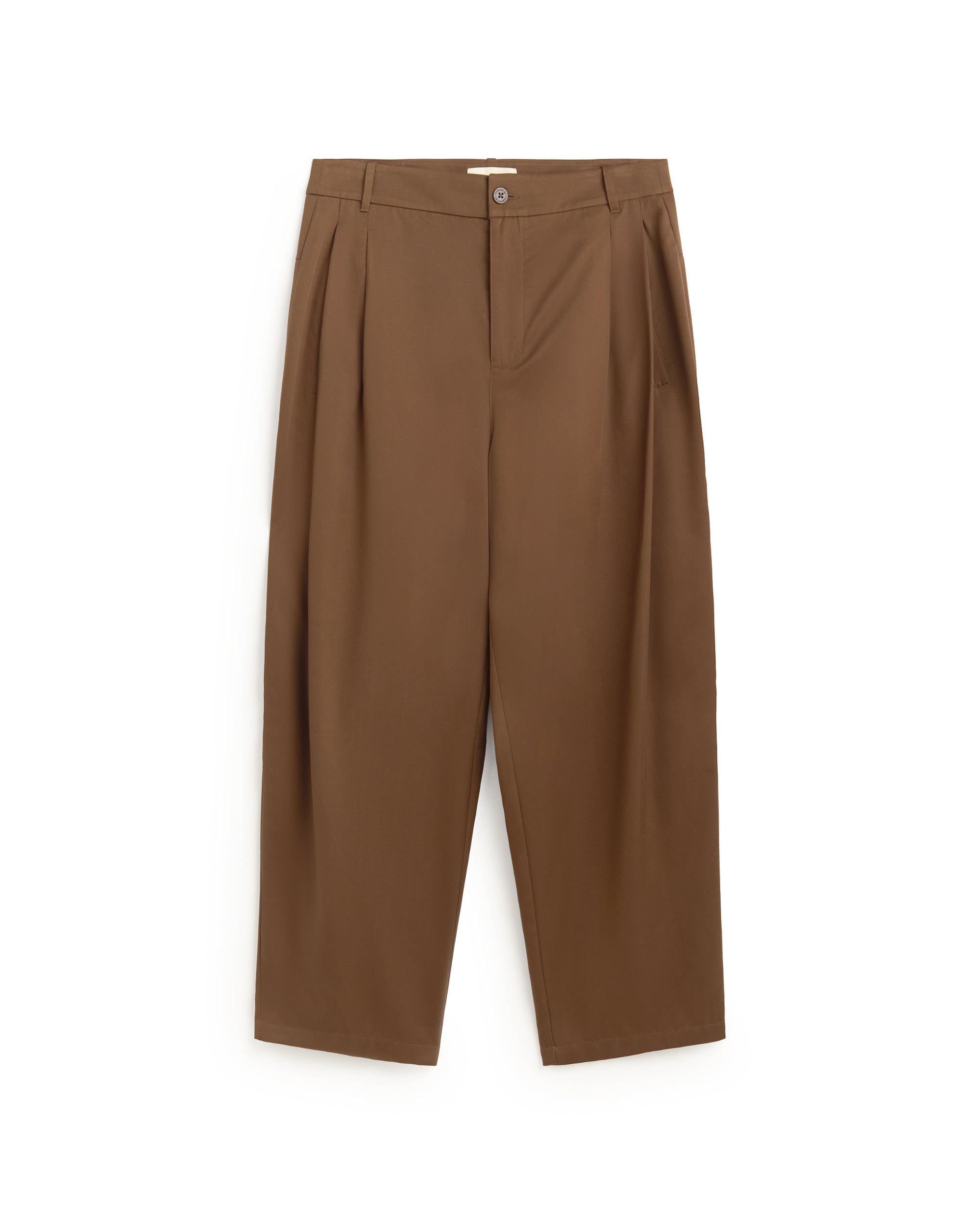 Pantalón carrot pinza marrón Sigurd sostenible silueta - 1