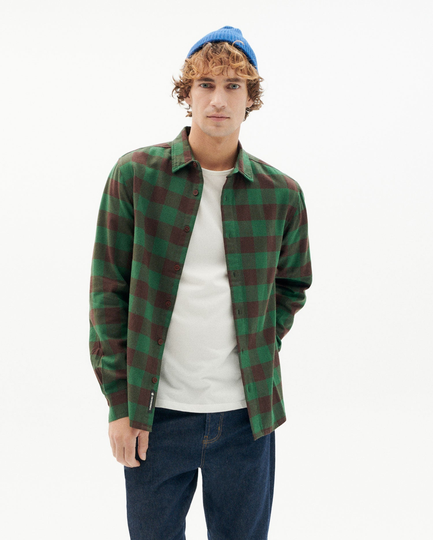 Camisa verde cuadros online hombre