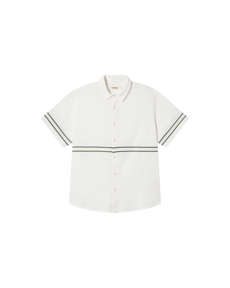 Camisa blanca bordado verde Tom sostenible -siluetax