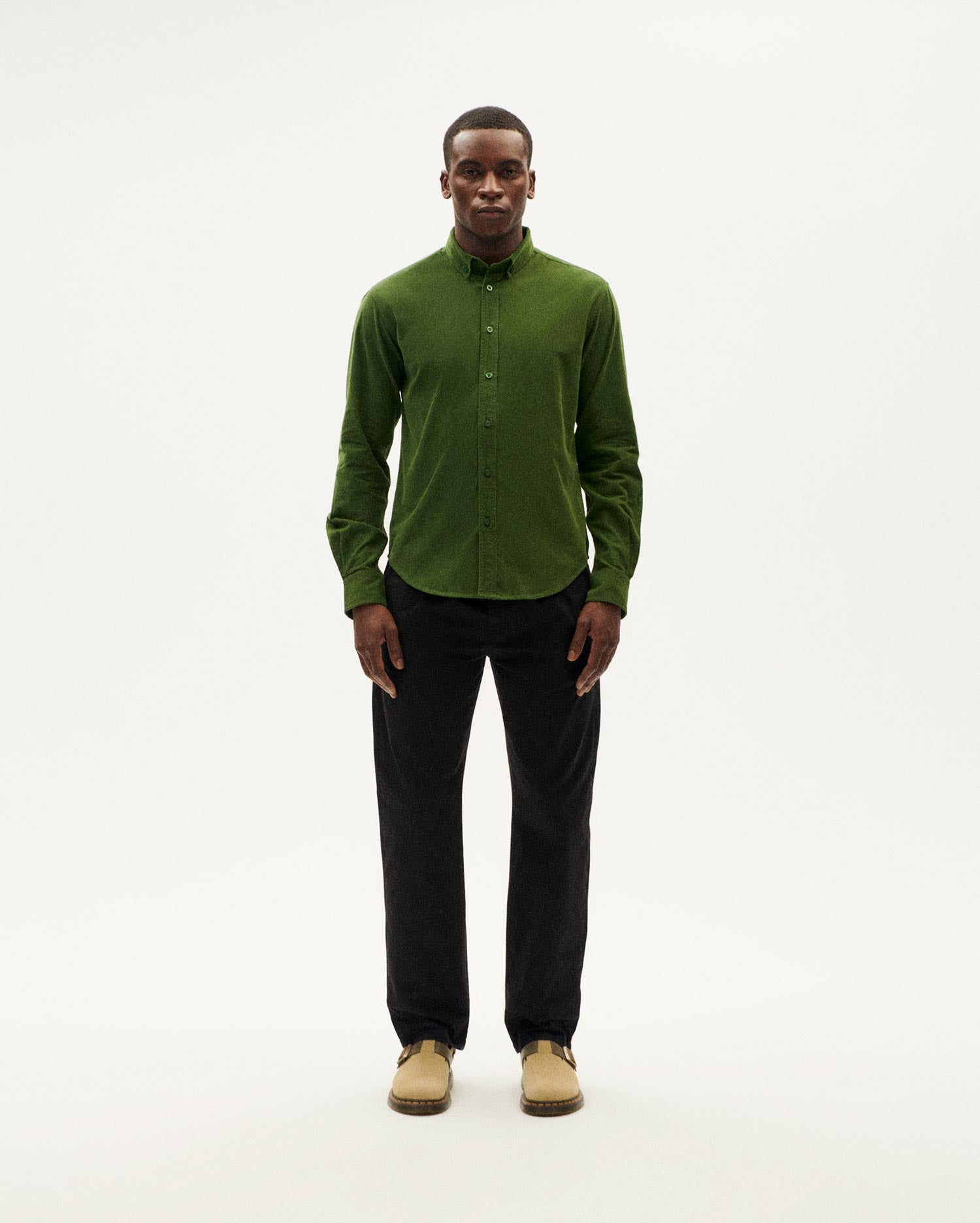 Sustainable Ant green micro corduroy shirt for men | Thinking Mu