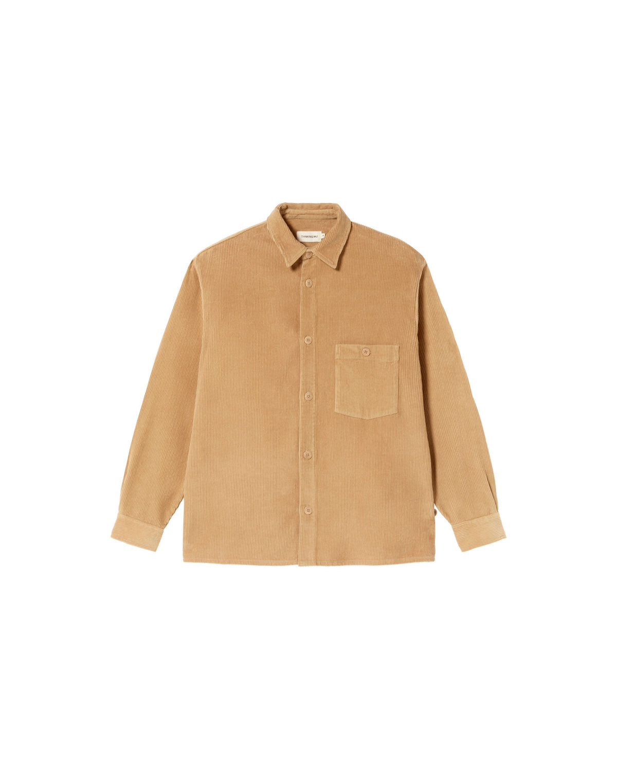 Sobrecamisa beige pana Theo sostenible - silueta 3