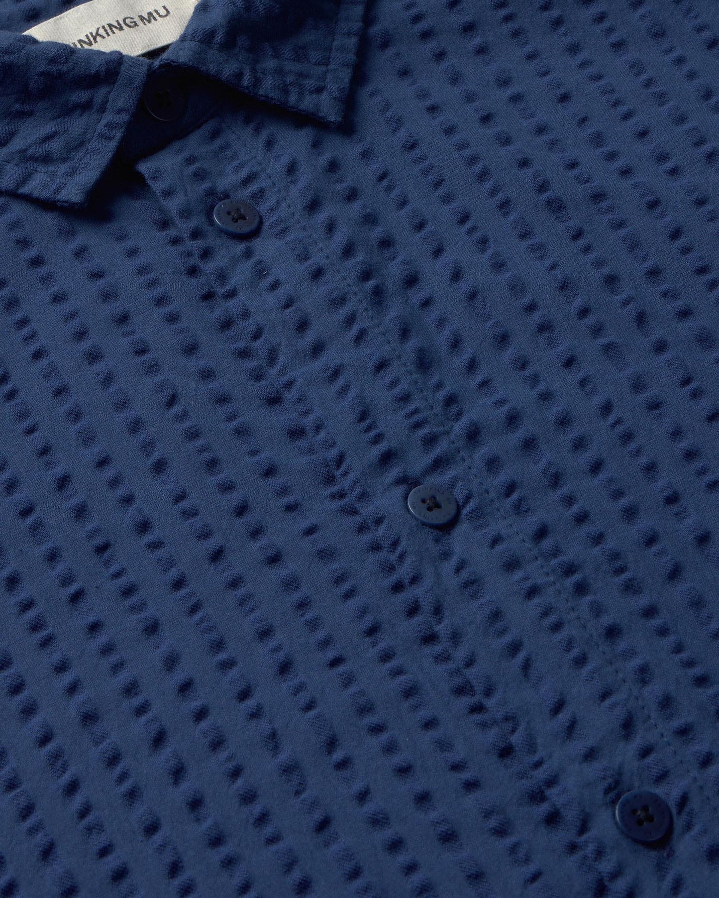 Camisa azul seersucker Haru sostenible - silueta 1