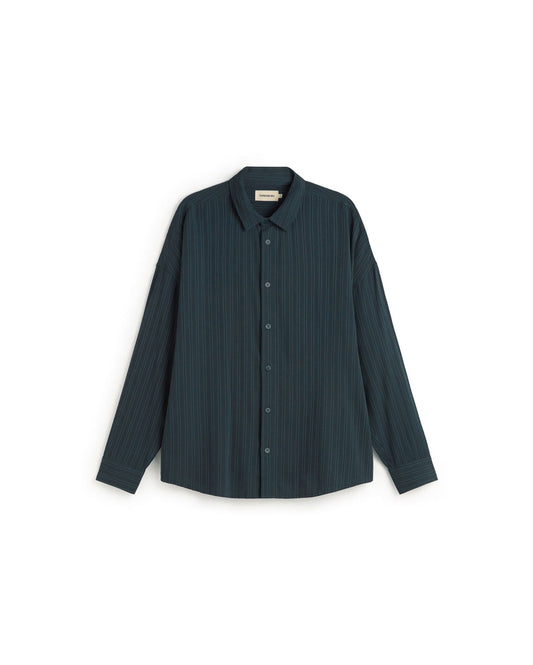 Camisa rayas verde Ecovero Haru sostenible silueta - 1