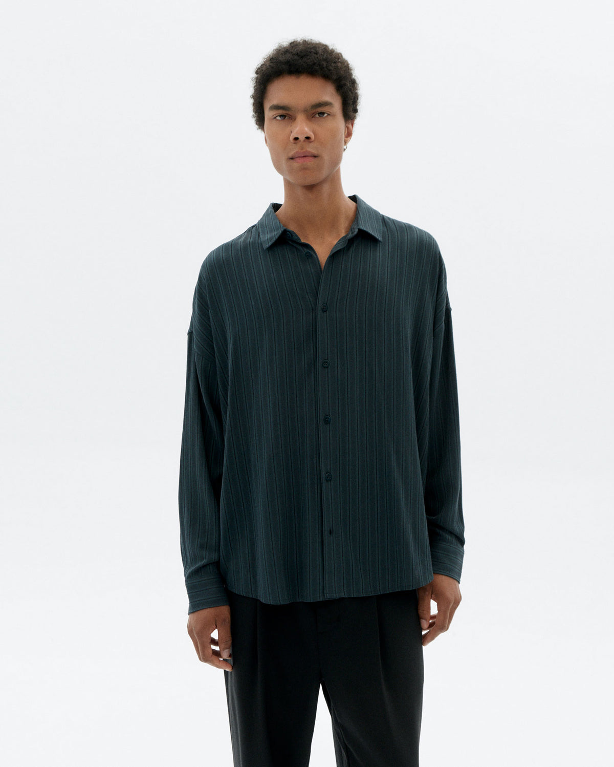 Camisa rayas verde Ecovero Haru sostenible - 1