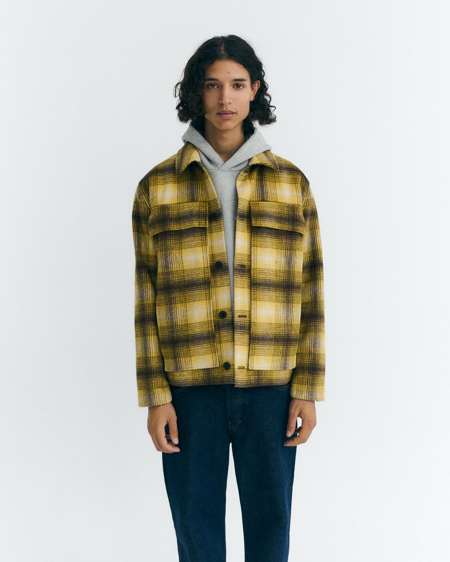 Sobrecamisa lana amarilla cuadros Omar sostenible - 1