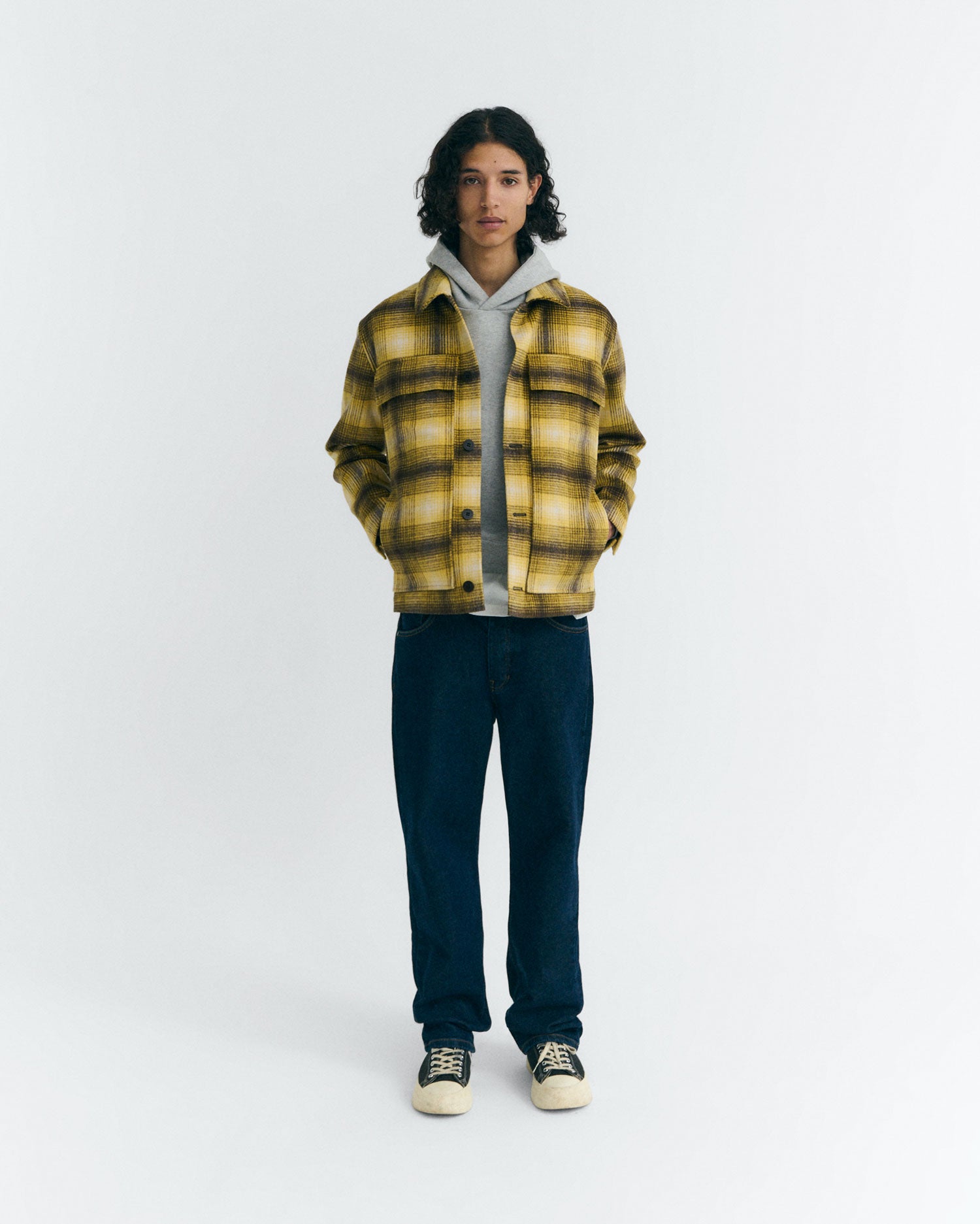 Sobrecamisa lana amarilla cuadros Omar sostenible - 2