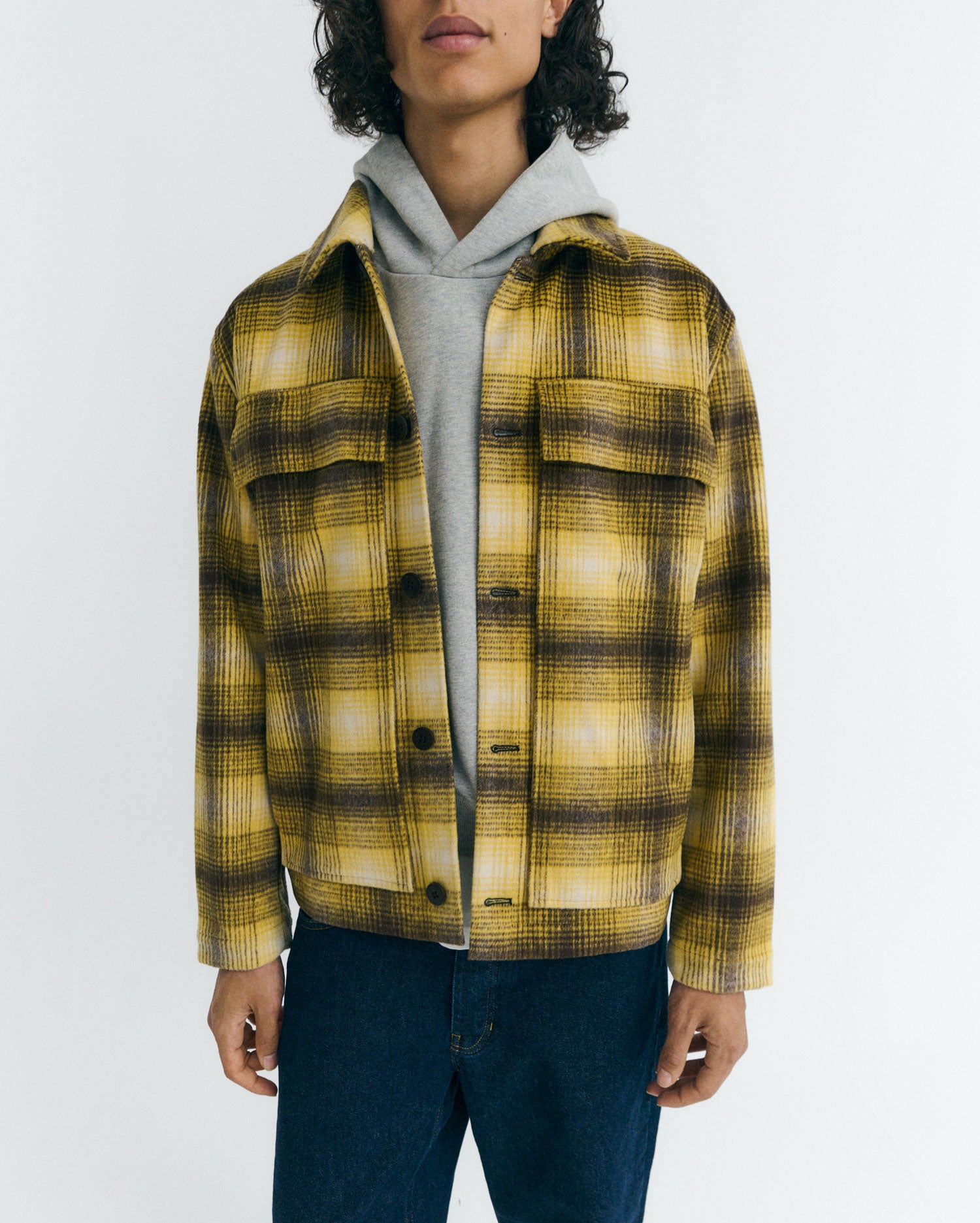 Sobrecamisa lana amarilla cuadros Omar sostenible - 4
