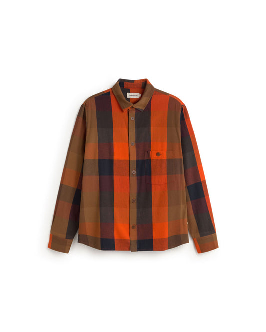 Camisa naranja cuadros Theo sostenible silueta - 1